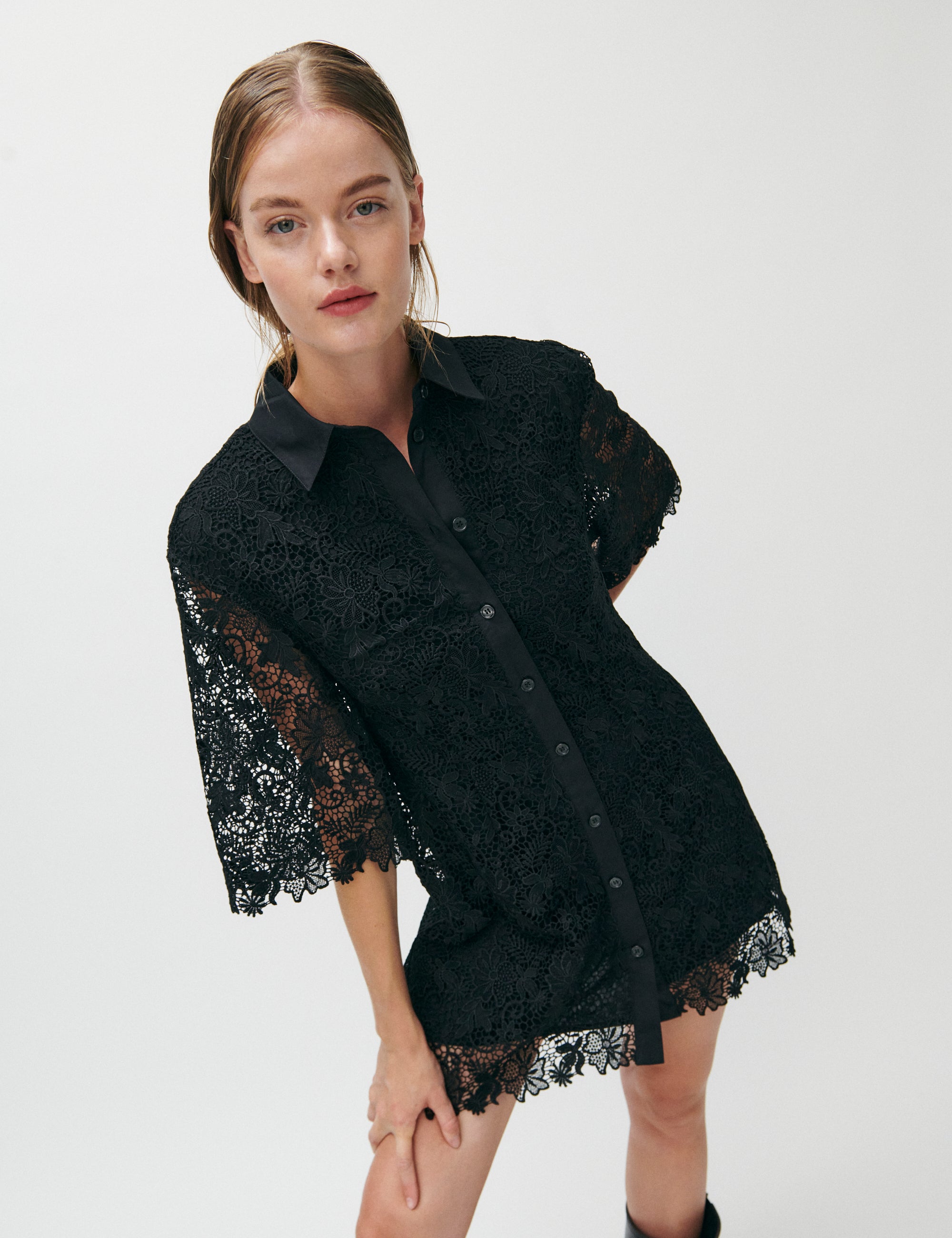 2NDDAY 2ND Amali - Heavy Lace Dress 190303 BLACK