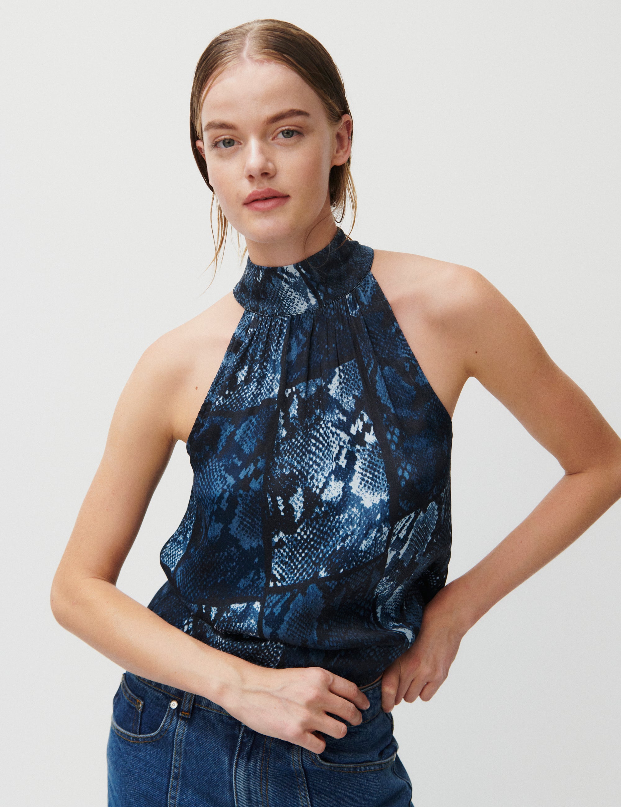 2NDDAY 2ND Aqualita - Viscose Dress 420153 Ensign Blue Snake AOP