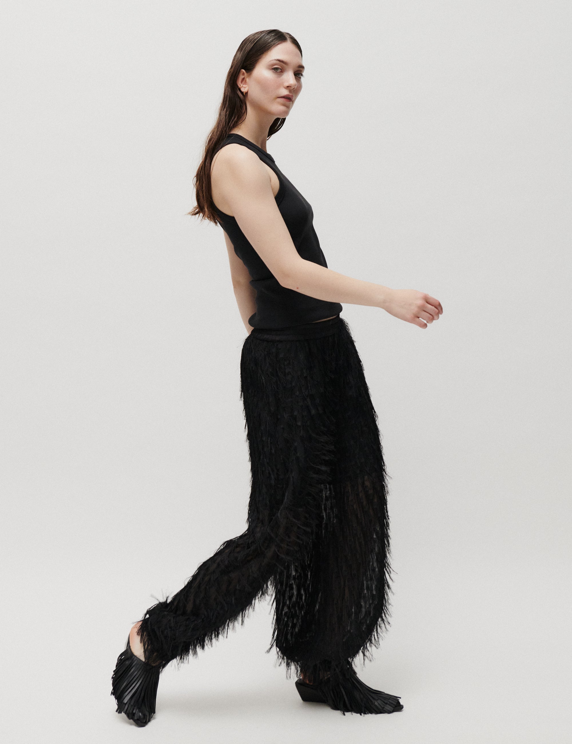 2NDDAY 2ND Caleb - Textured Fringe - Pants Pants 190303 Black