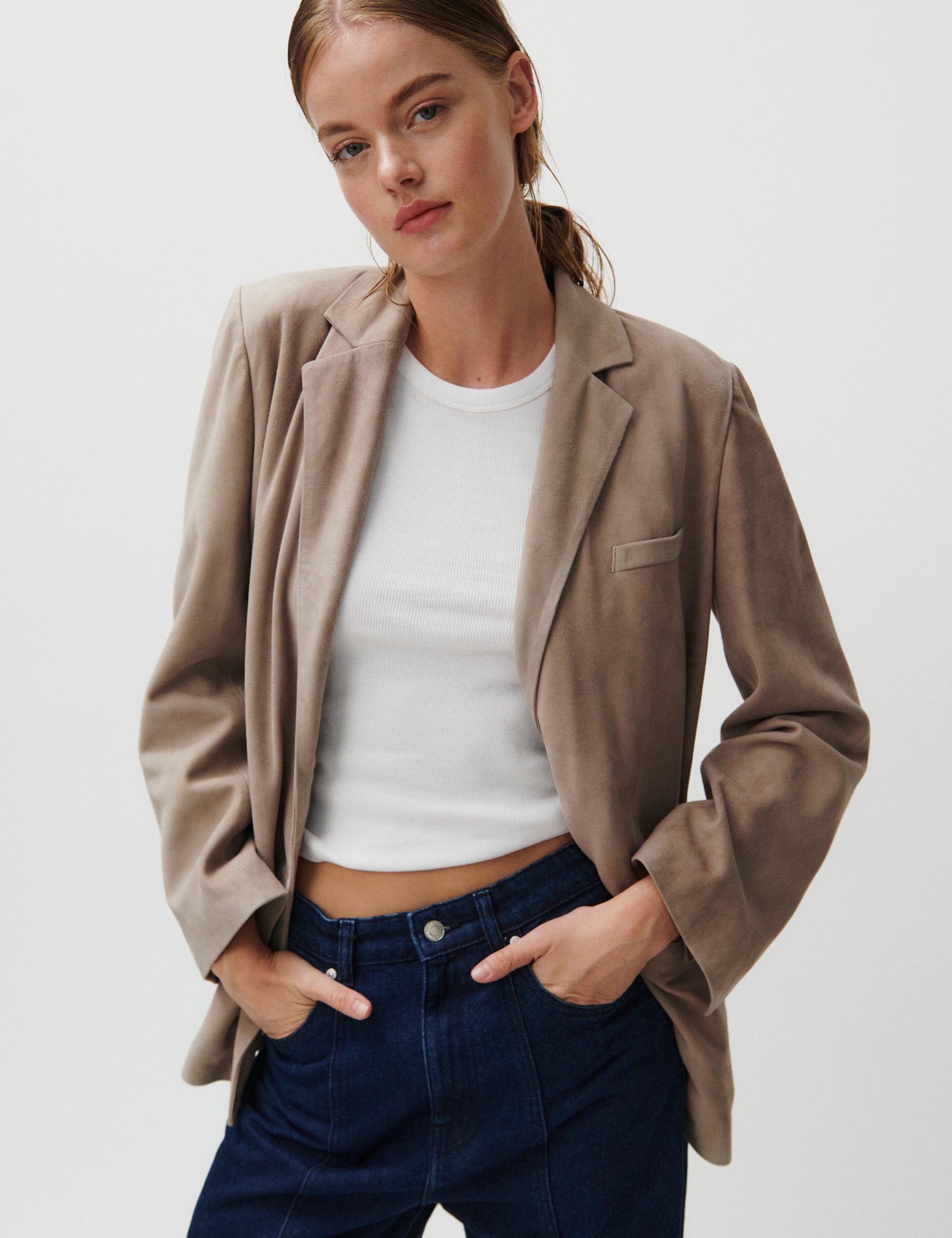 2NDDAY 2ND Harrum - Suede Jackets 170808 Taupe Gray