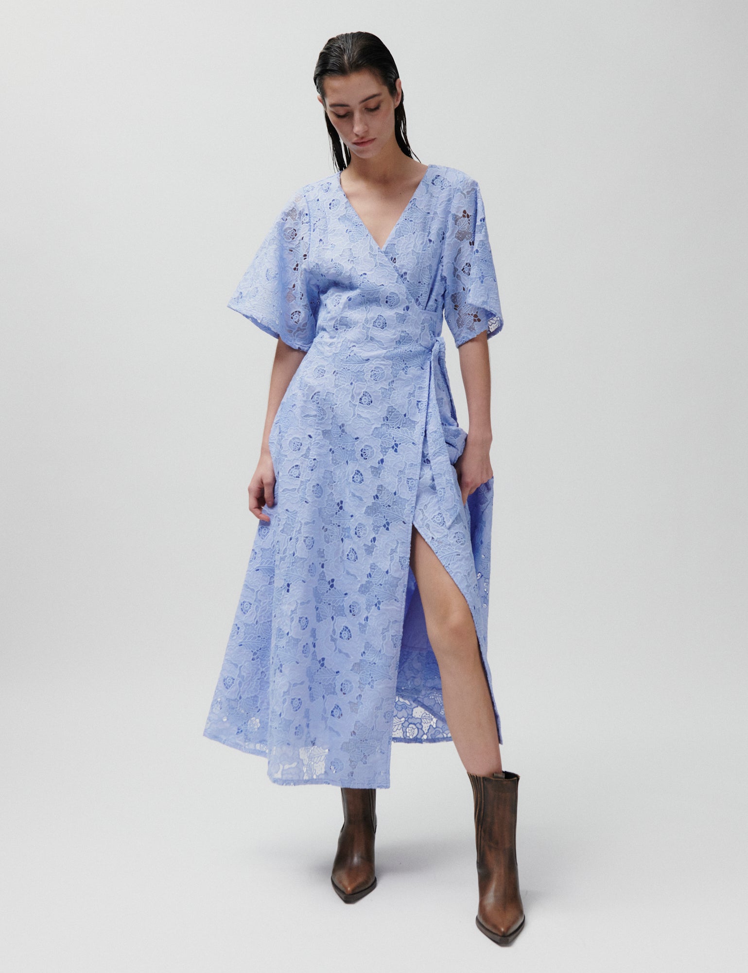 2NDDAY 2ND Hunter - Broderi Anglaise Mix Dress 144115 CASHMERE BLUE