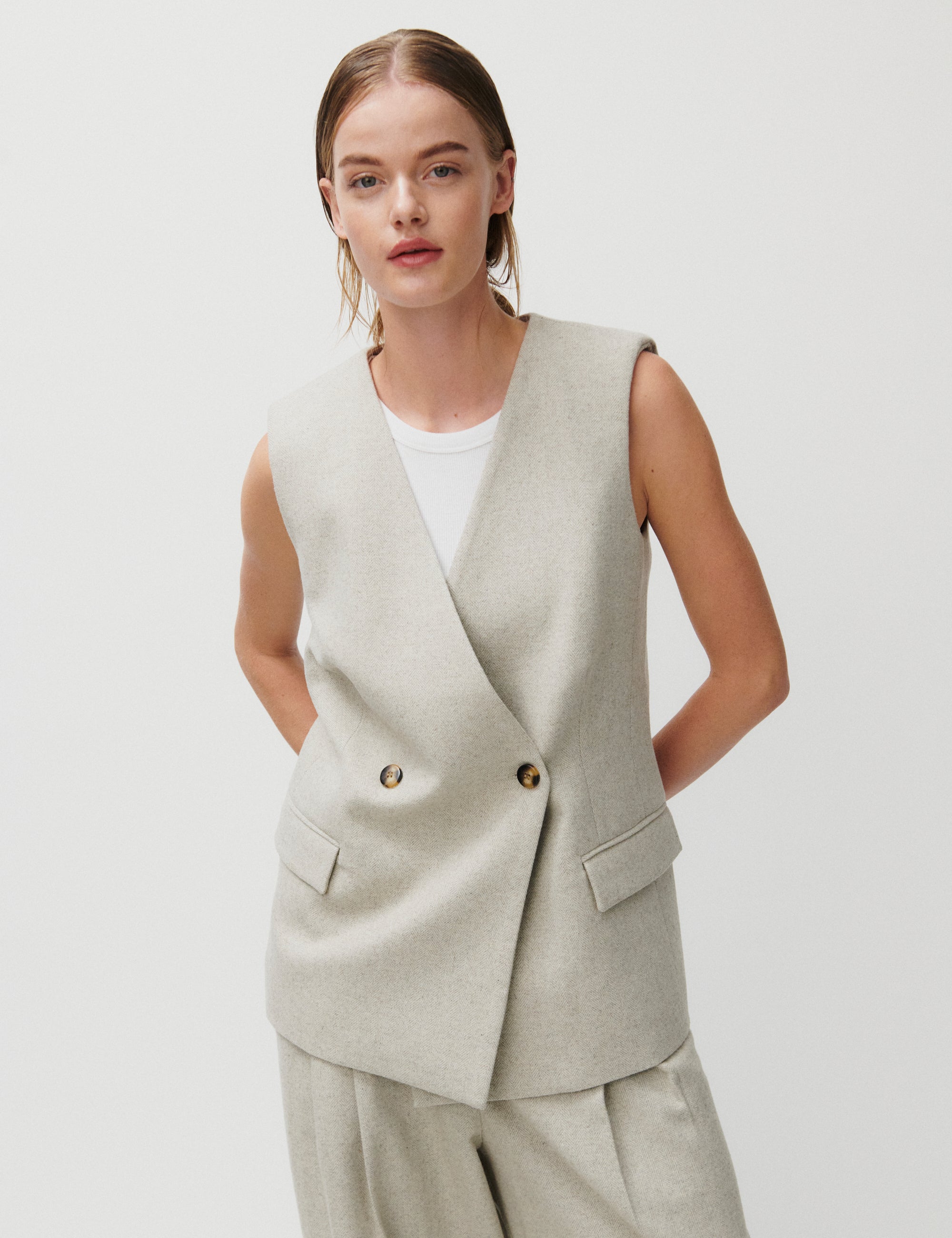 2NDDAY 2ND Jules - Herringbone suiting Waistcoat 161305 String