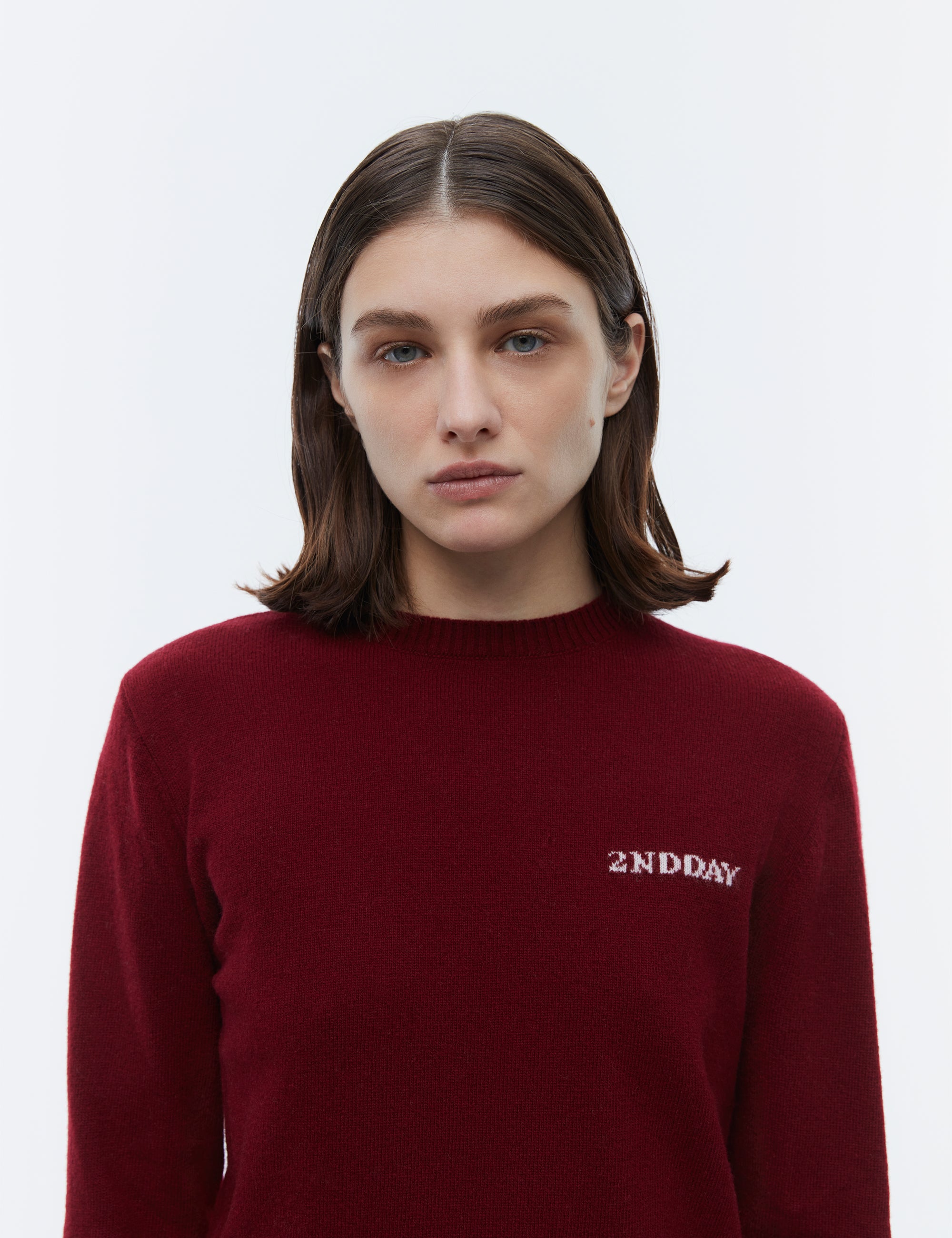 2NDDAY 2ND Lance TT - Soft Wool Blend Pullover 420135 Burgundy