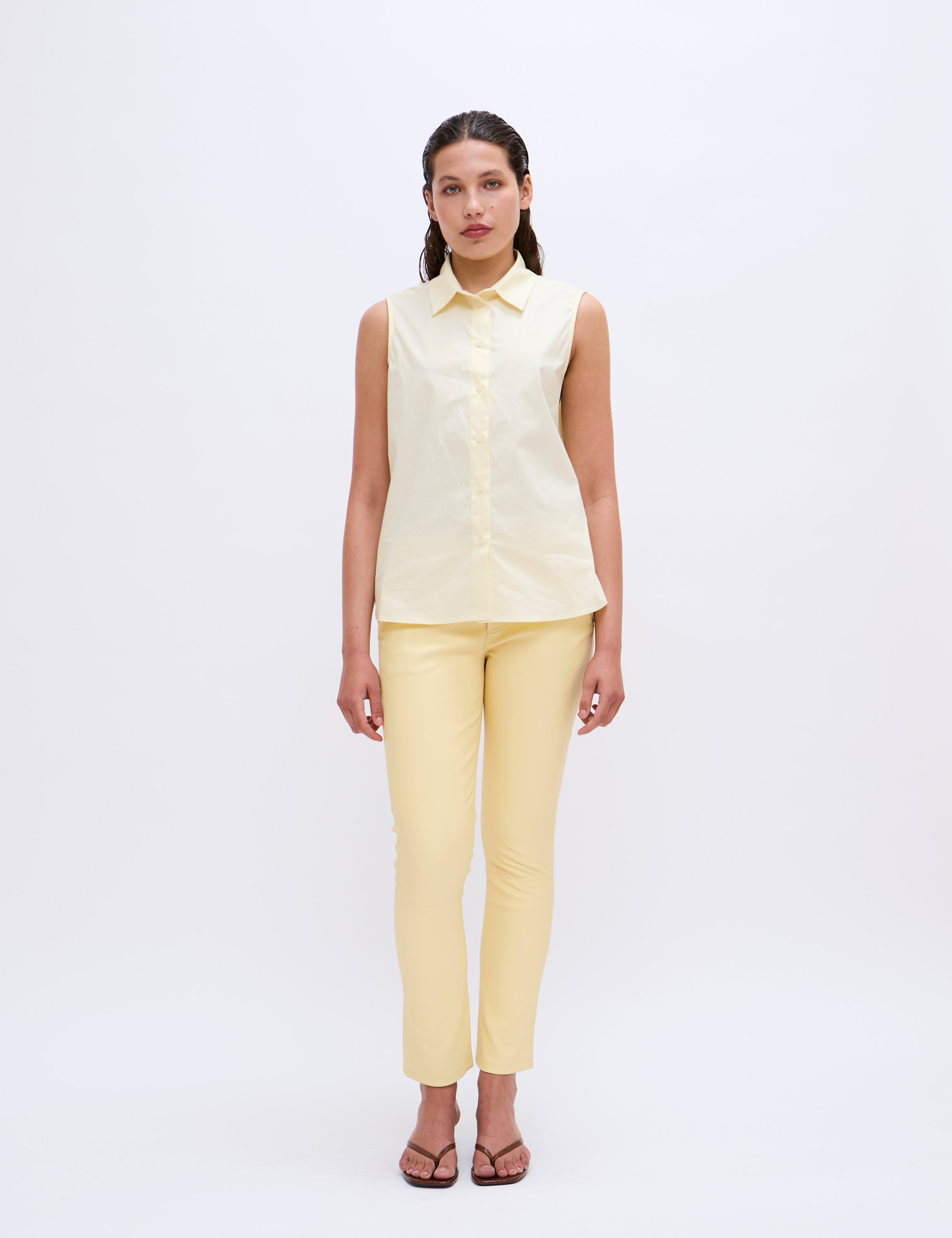 2NDDAY 2ND Leya - Refined Stretch Leather Pants 06032 Mellow Yellow