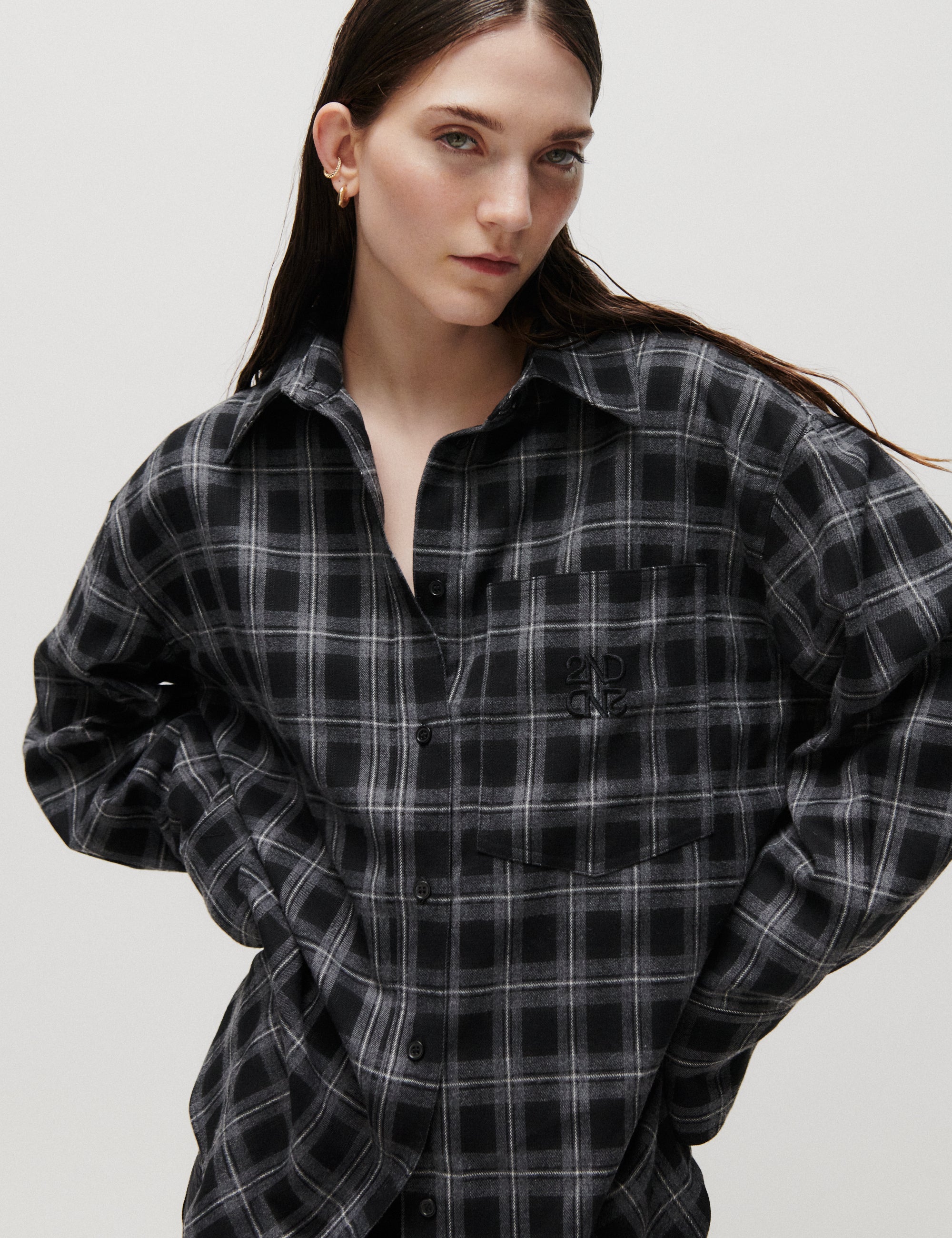 2NDDAY 2ND Manny - Fall Flannel - Shirt Shirt 500006 Medium Grey Melange