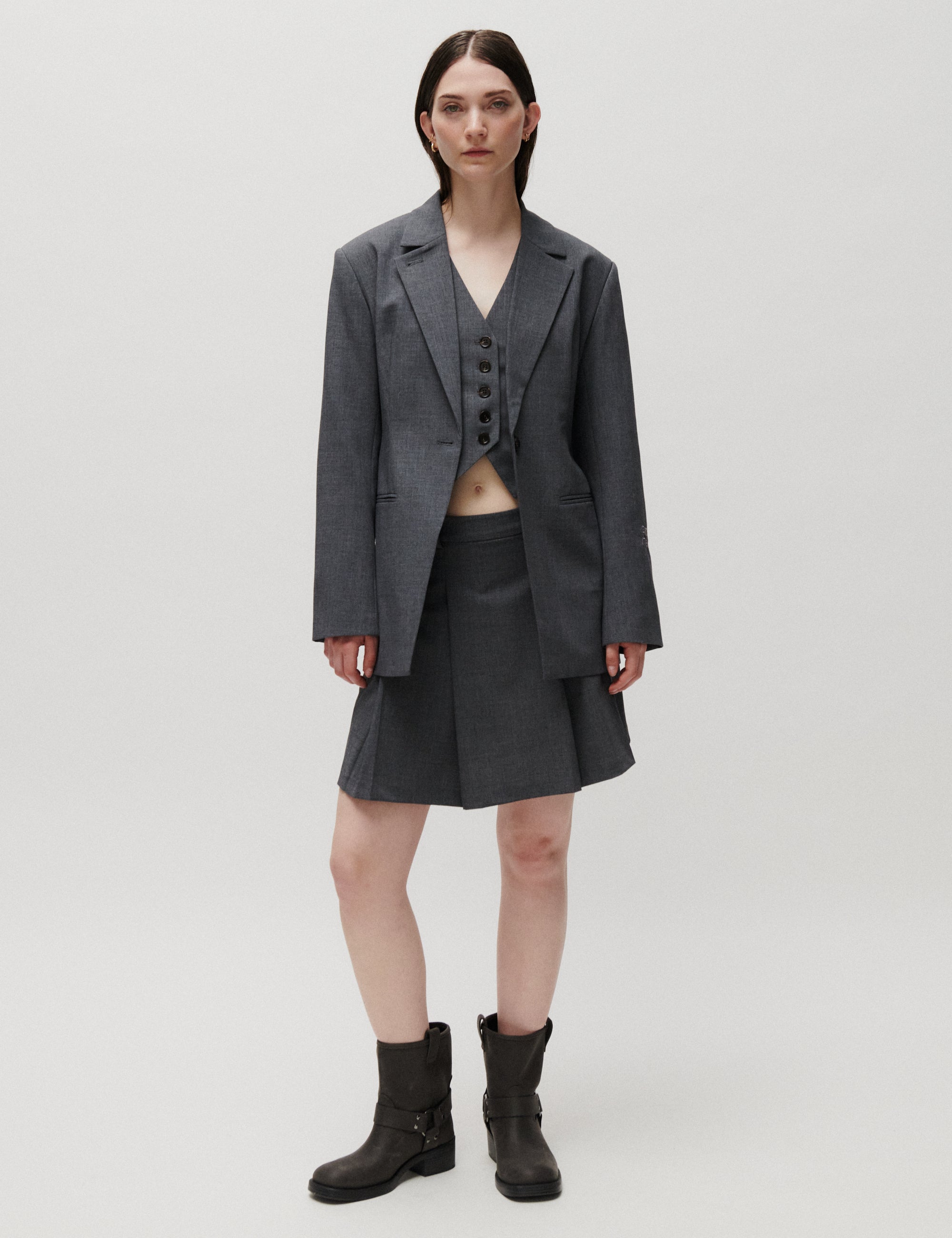 2NDDAY 2ND Matila - Melange Suiting - Skirt Skirt 420129 Light Grey Melange