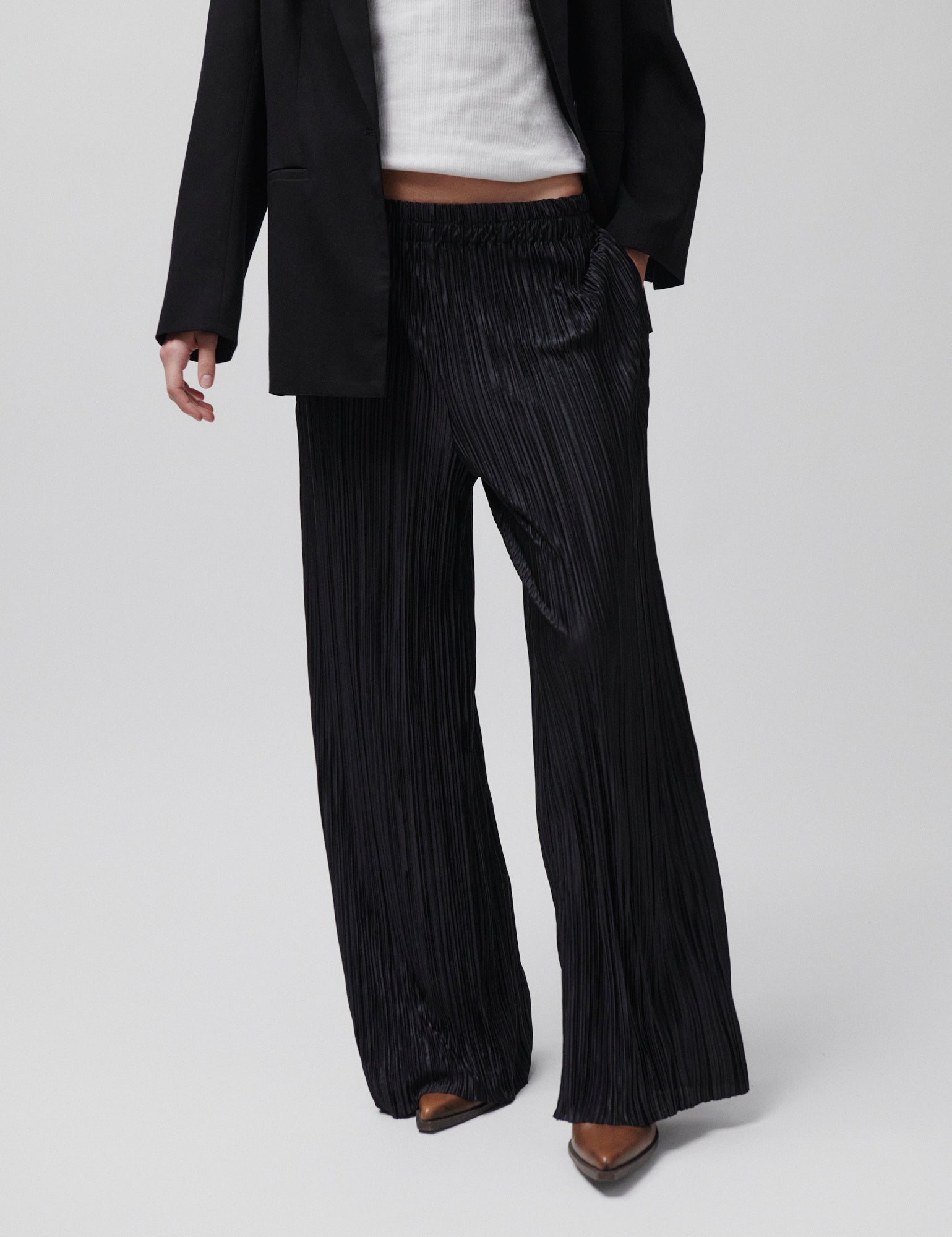 2NDDAY 2ND Minka - Stretch Plisse Pants 190303 BLACK