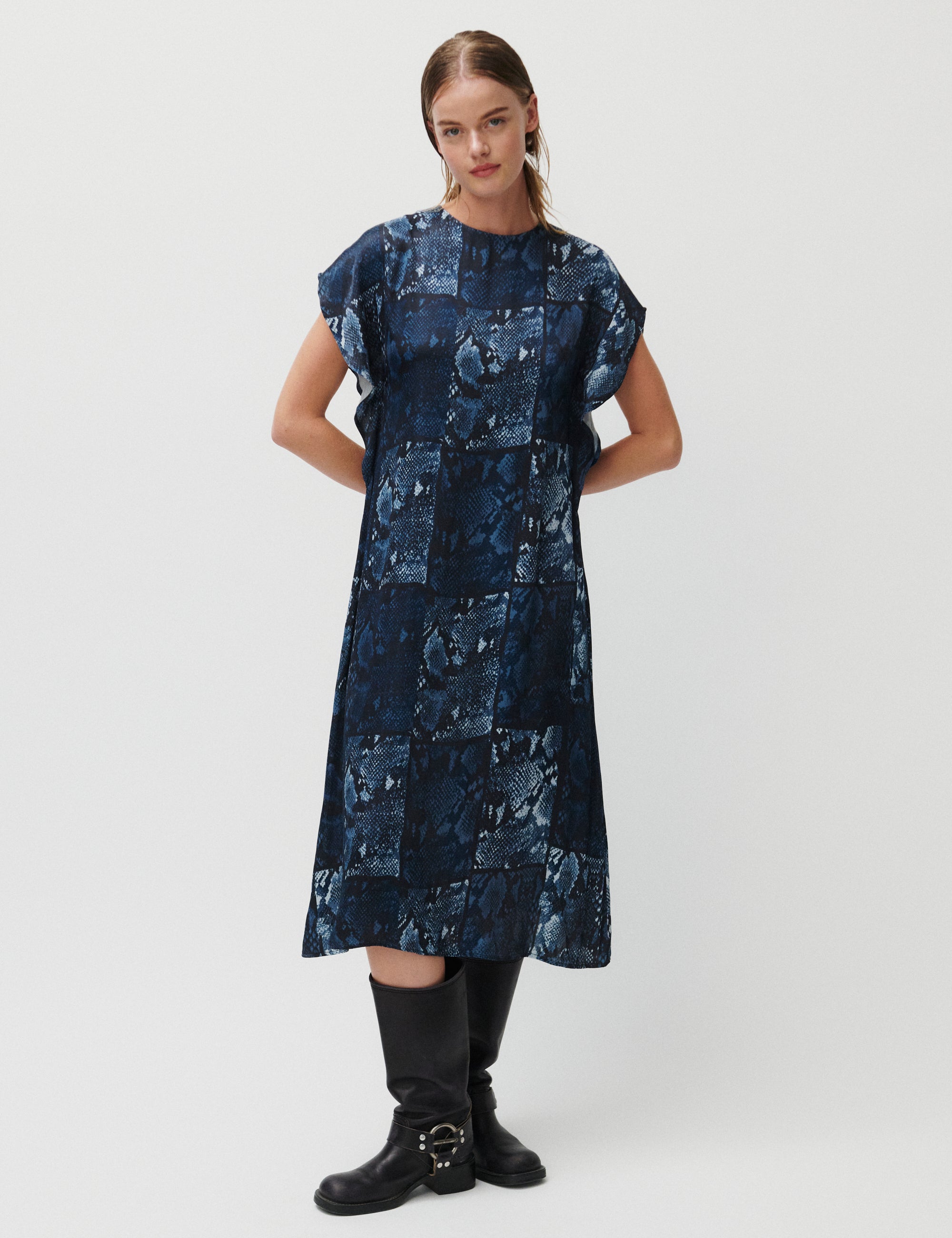 2NDDAY 2ND Patrice - Viscose Dress 420153 Ensign Blue Snake AOP