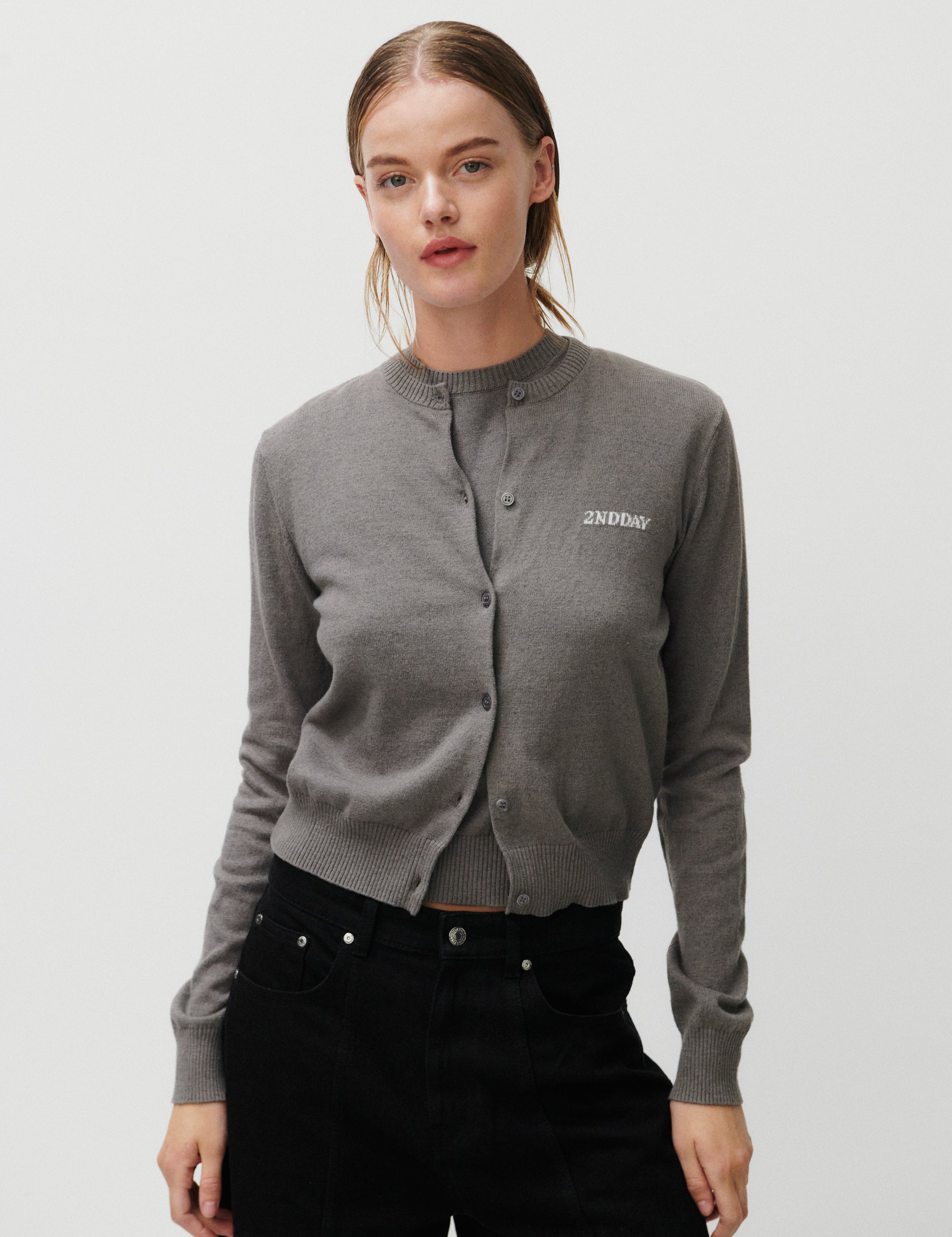 2NDDAY 2ND Vinny - Soft Wool Blend Cardigan 180403 Dark Gull Gray