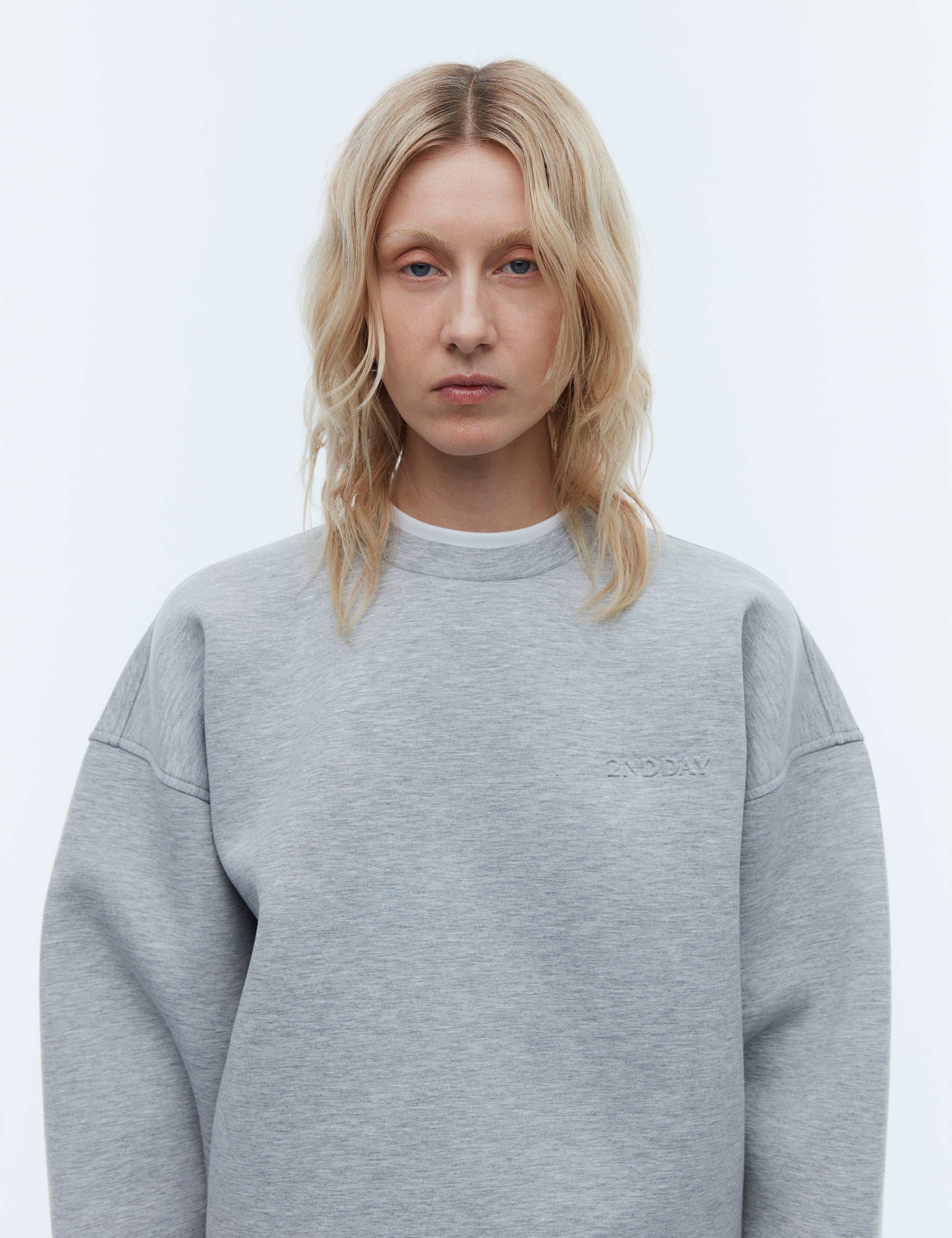 2NDDAY 2ND Vito - Heavy Neoprene Tops & T-Shirts 420129 Light Grey Melange