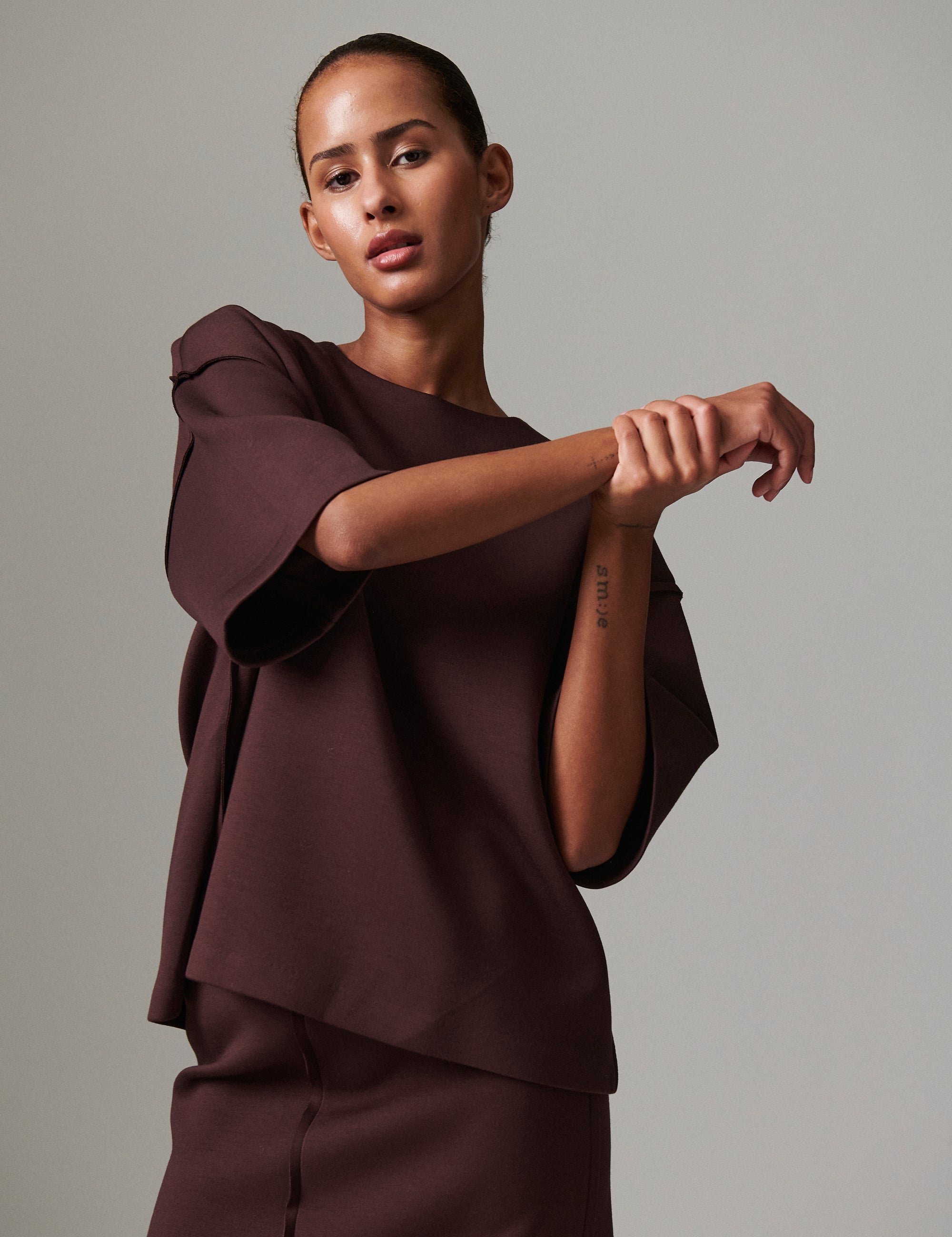 DAY Birger ét Mikkelsen Amalie - Scuba Tops & T-Shirts 191110 CHOCOLATE PLUM