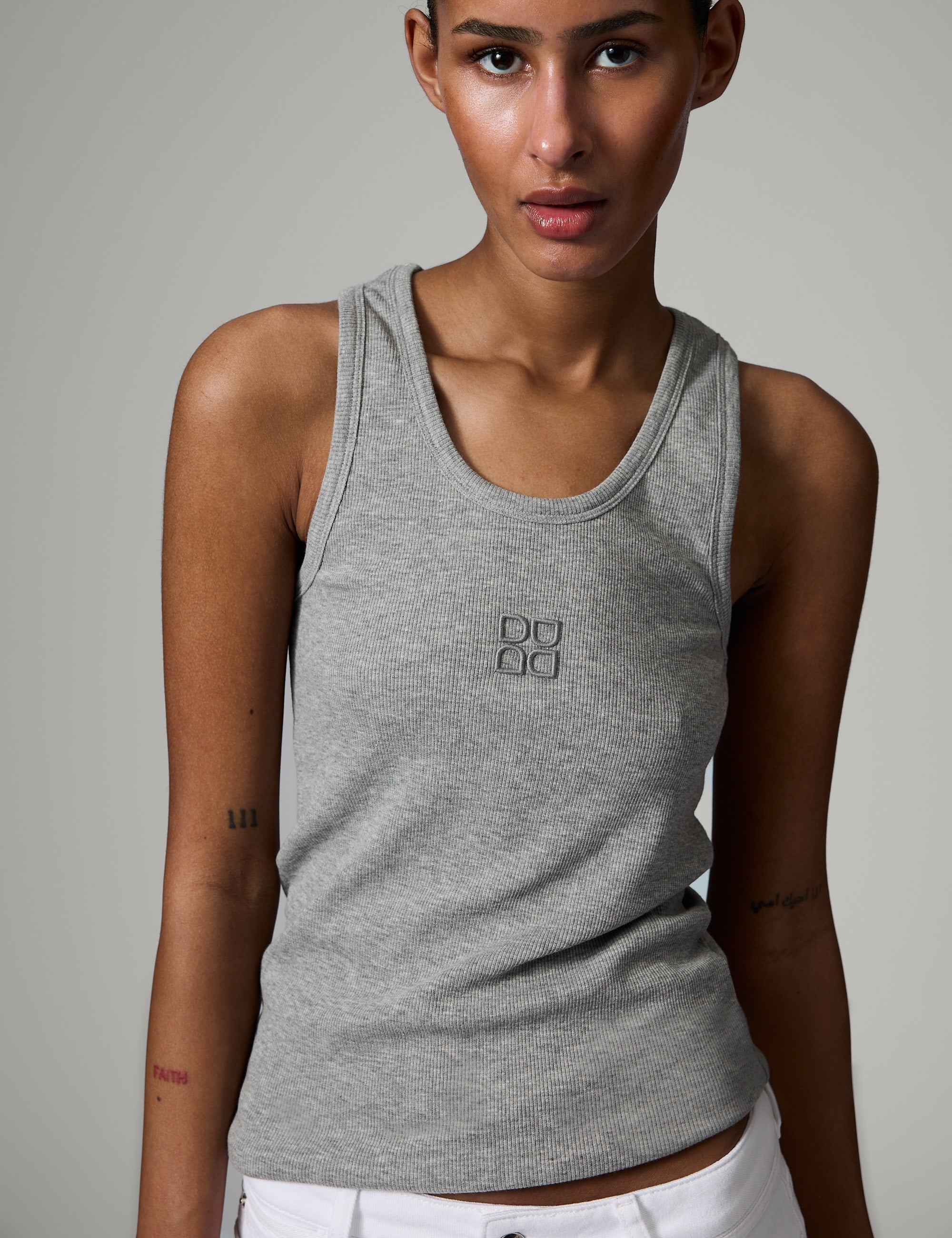 DAY Birger ét Mikkelsen Camilo - Classic Rib - Top Top 500036 Light Grey Melange