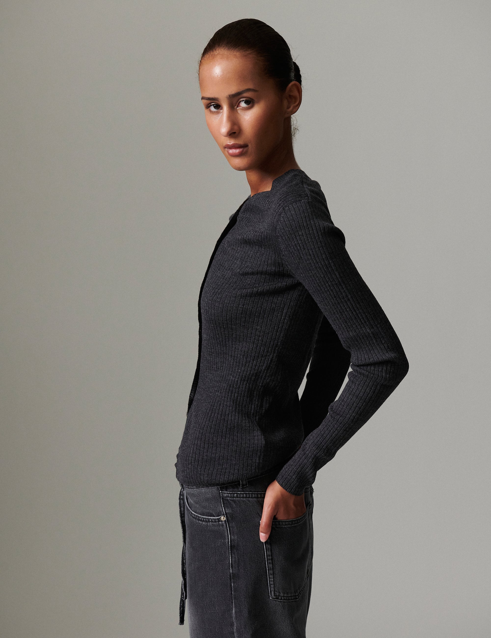 DAY Birger ét Mikkelsen Dixon - daily elements Cardigan 500003 DARK GREY MELANGE