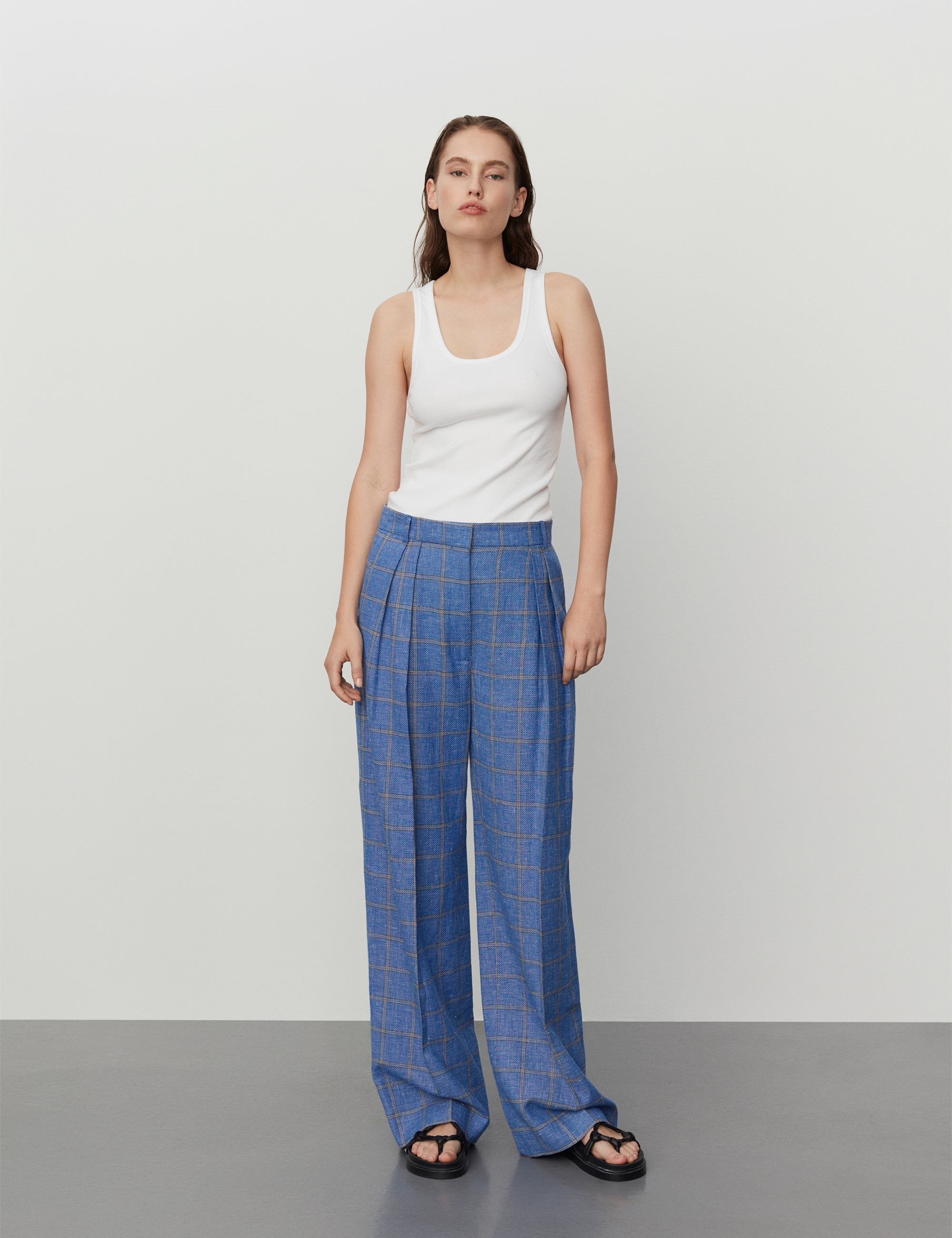 DAY Birger ét Mikkelsen Enzo - Summertime Check Pants 194045 LAPIS BLUE