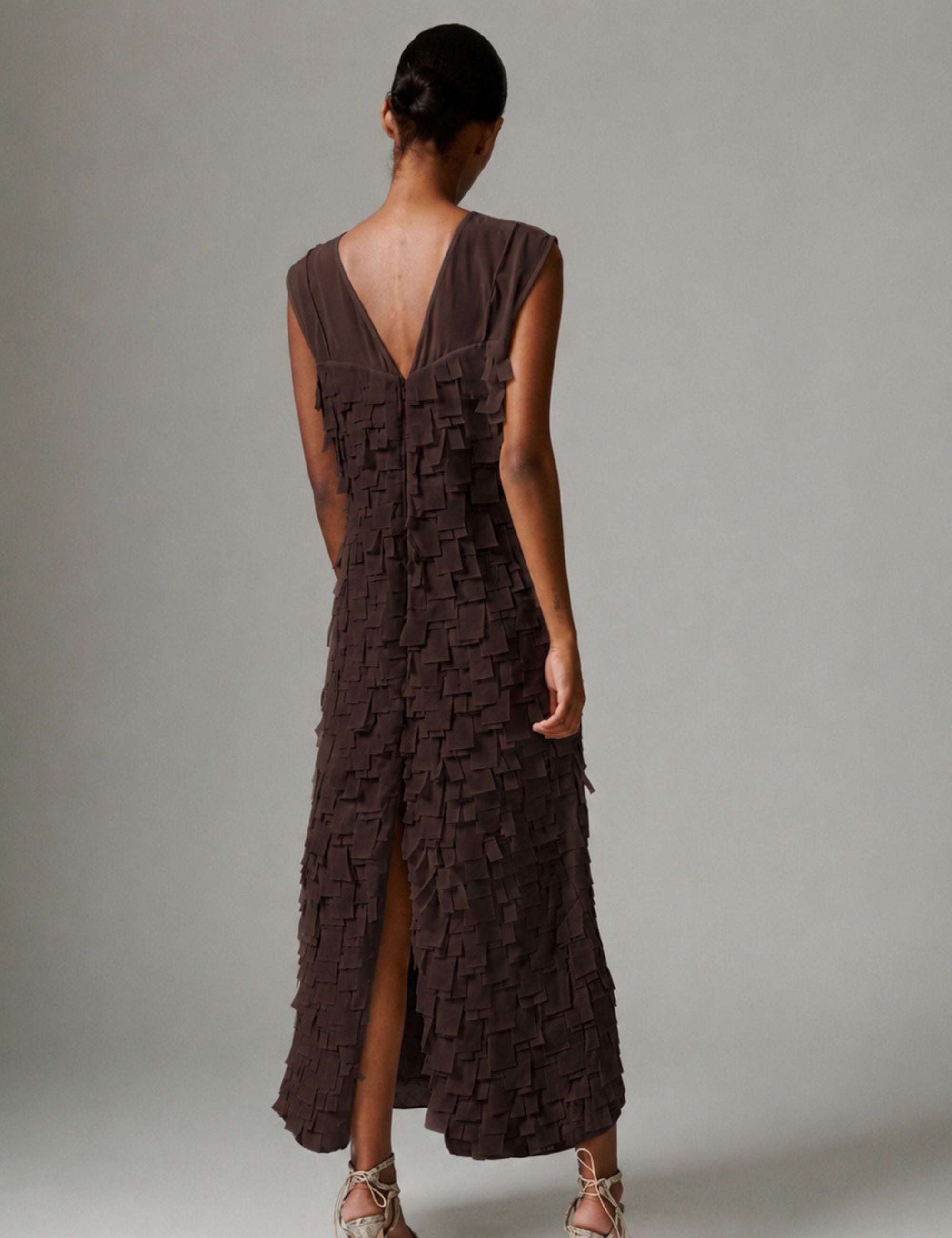 DAY Birger ét Mikkelsen Fig - Chiffon Fringe - Dress Dress 10037 Coffee Bean