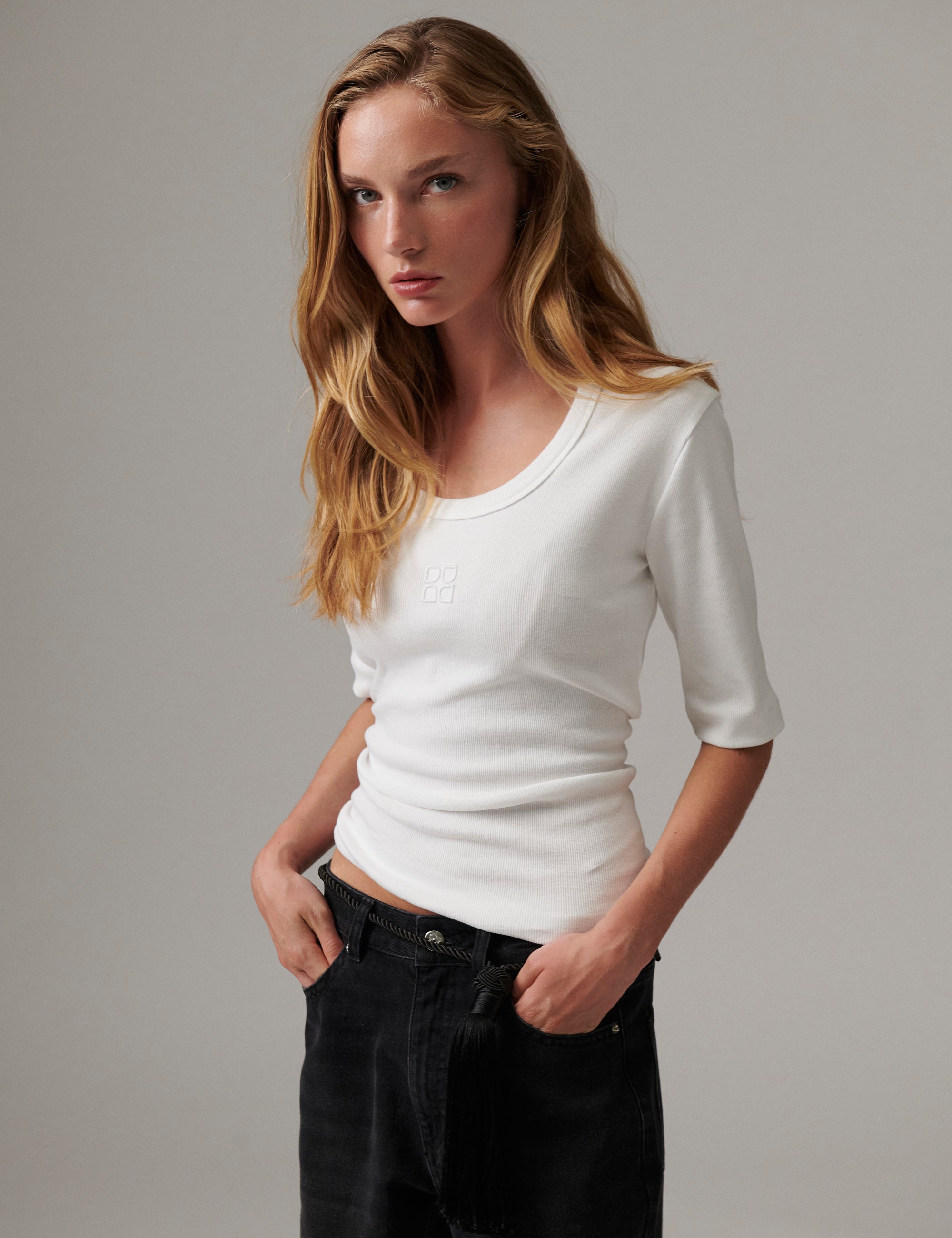 DAY Birger ét Mikkelsen Fine - Classic Rib Tops & T-Shirts 110601 Bright White