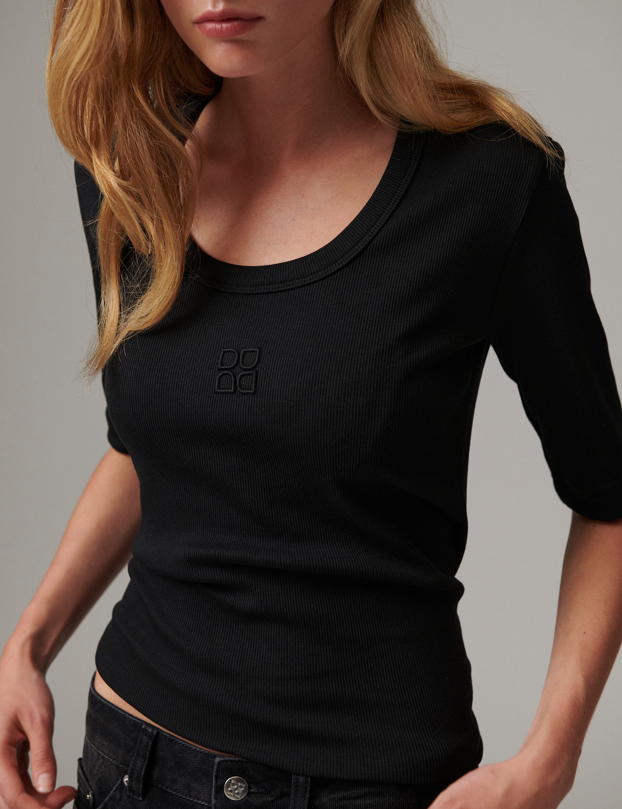 DAY Birger ét Mikkelsen Fine - Classic Rib Tops & T-Shirts 190303 Black