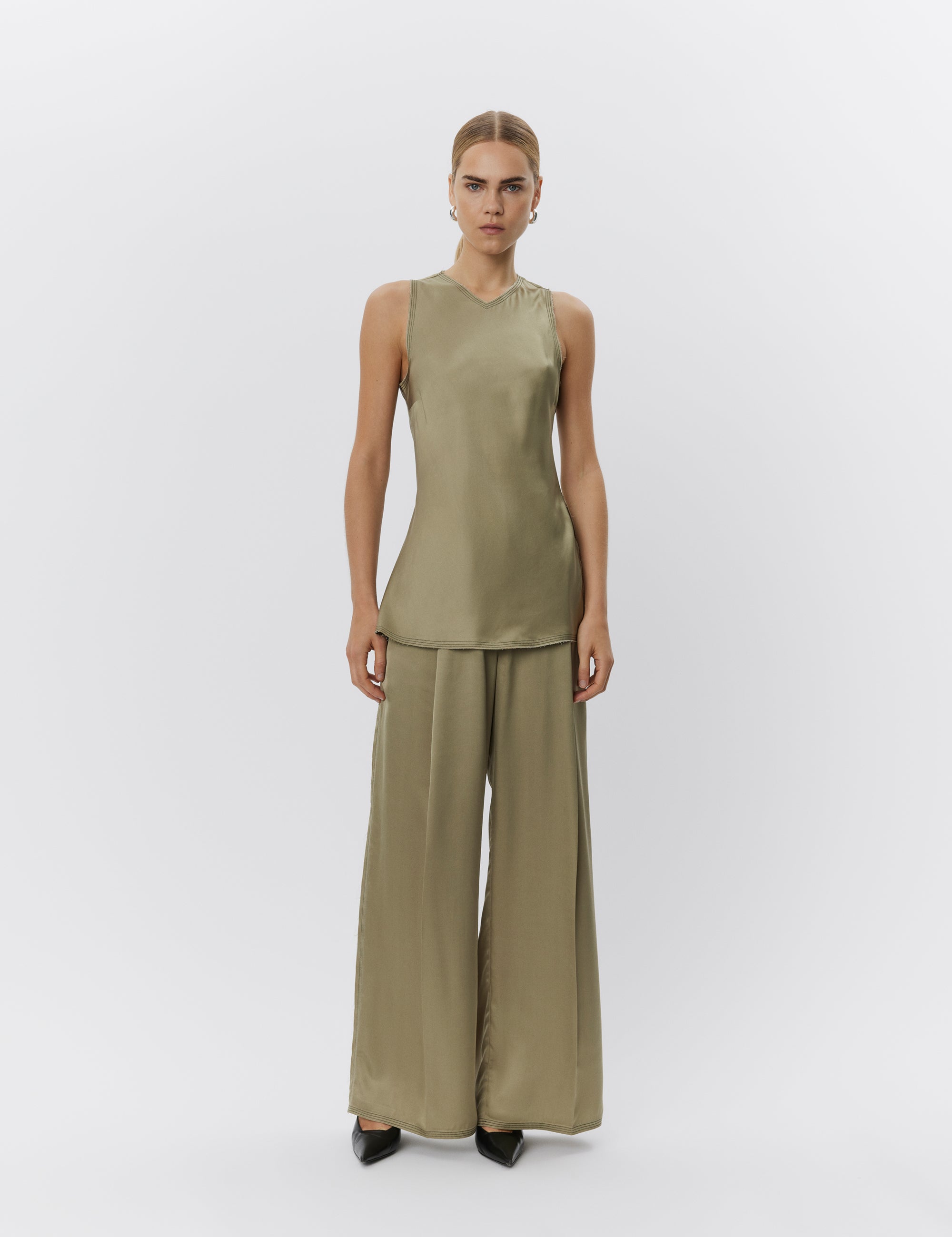 DAY Birger ét Mikkelsen Fisher - Fluid Viscose Pants 500147 SAGE KHAKI