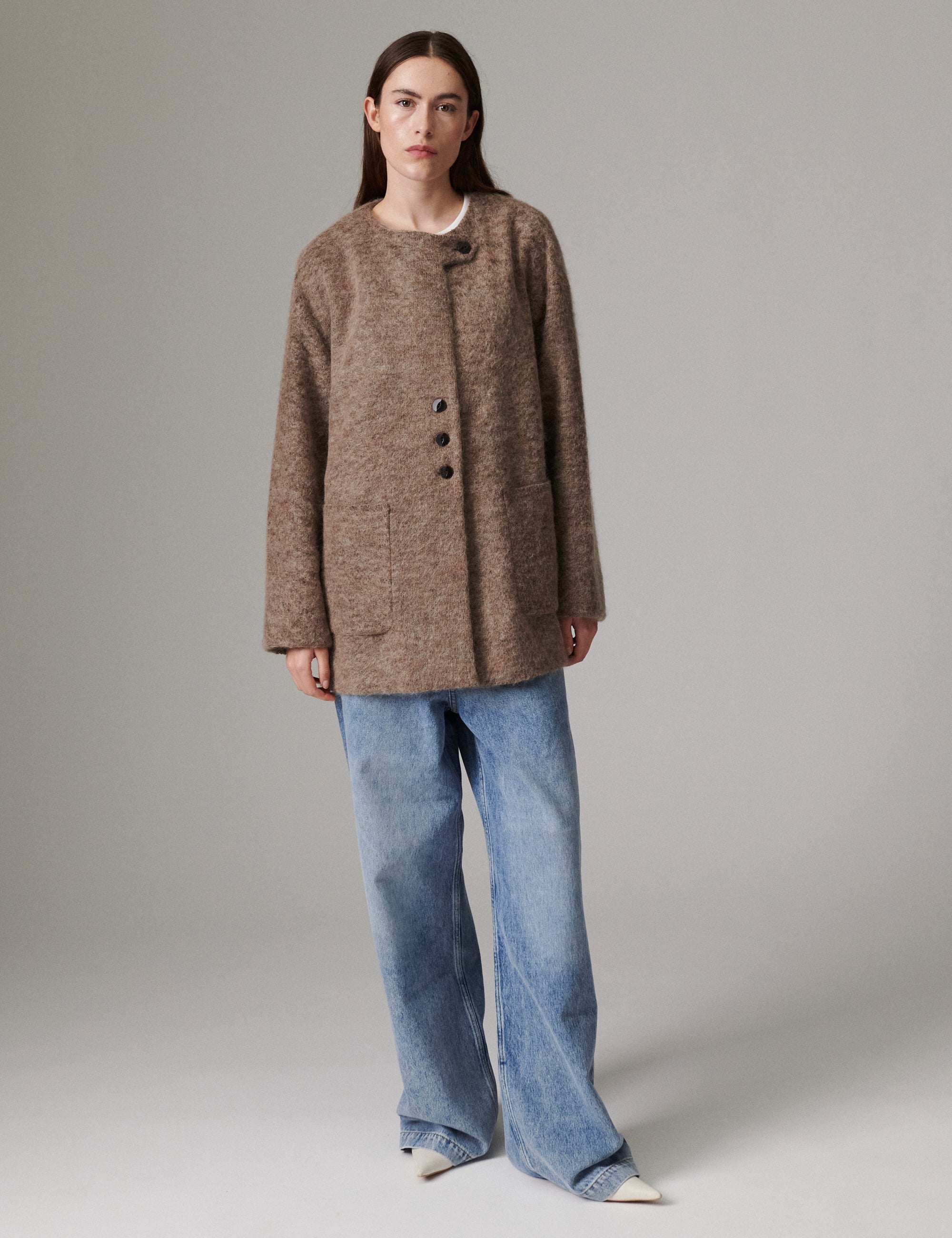 DAY Birger ét Mikkelsen Flussy - Mohair Wool - Jacket Jacket 500086 DARK BROWN