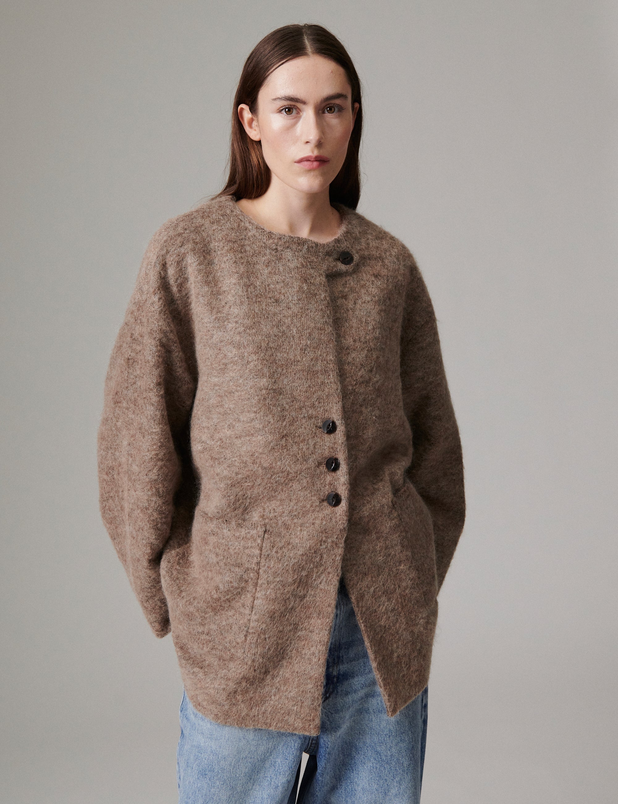 DAY Birger ét Mikkelsen Flussy - Mohair Wool - Jacket Jacket 500086 DARK BROWN