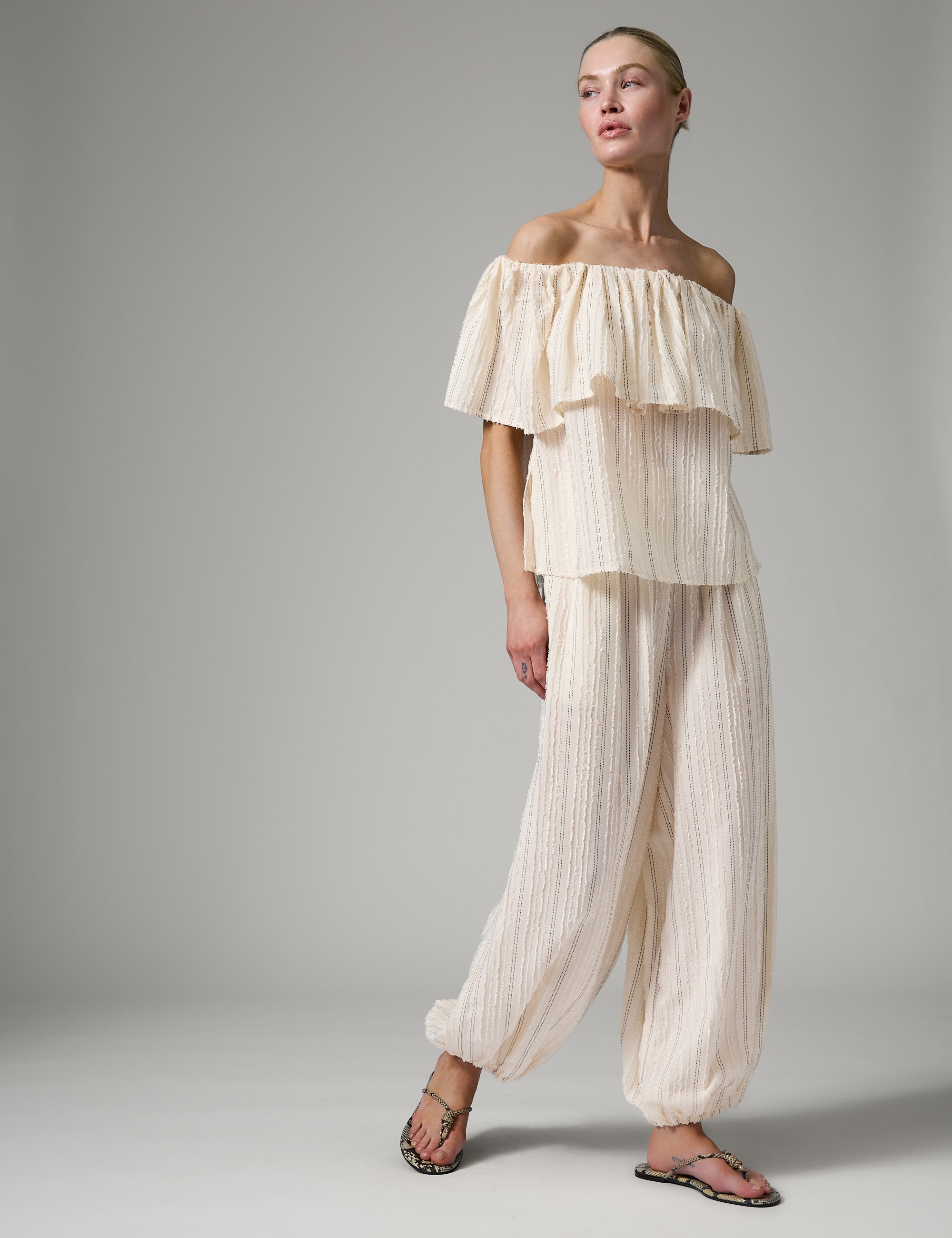 DAY Birger ét Mikkelsen Hera - Raw Stripes Tops & T-Shirts 110605 Jet Stream