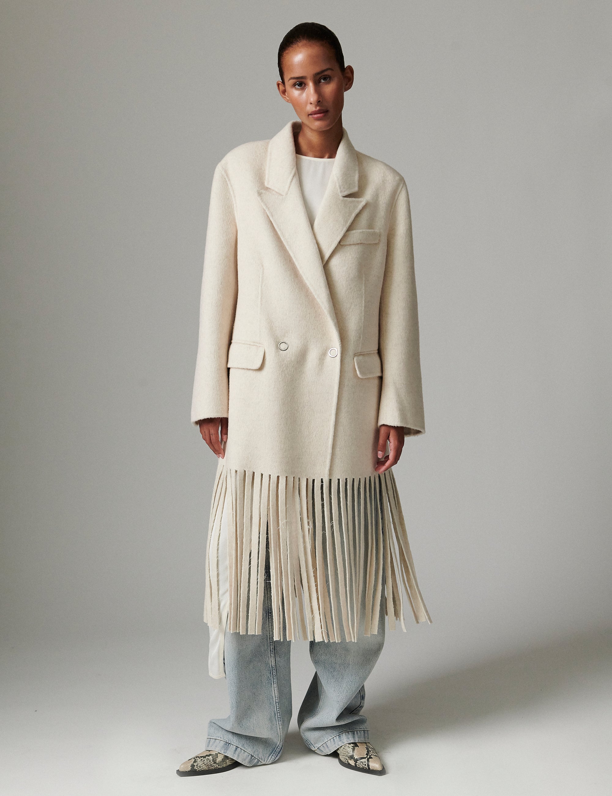 DAY Birger ét Mikkelsen Iris Fringes - Double Faced Wool Jacket 500174 JETSTREAM MELANGE