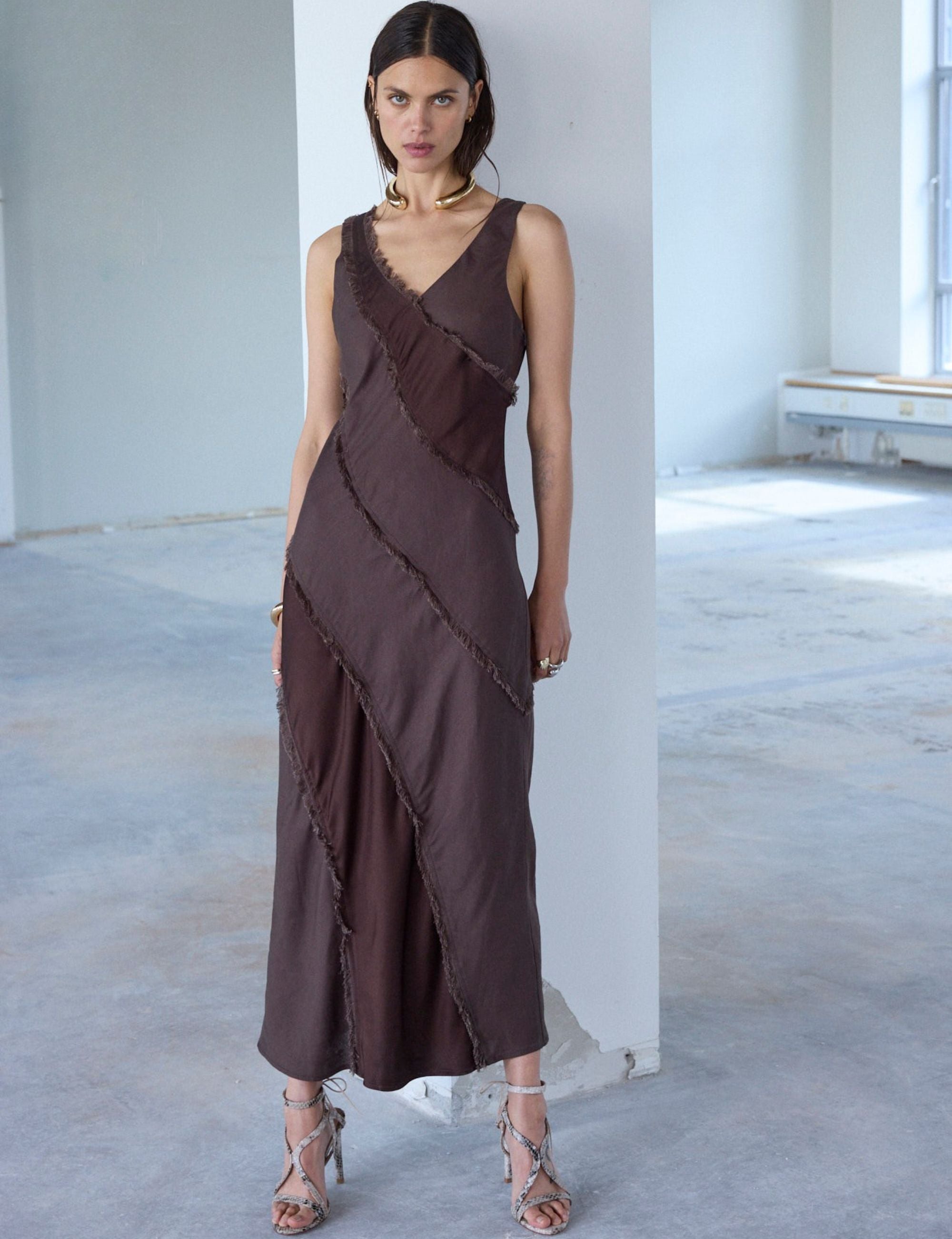 DAY Birger ét Mikkelsen Madeline - Contrast Linen - Dress Dress 10037 Coffee Bean