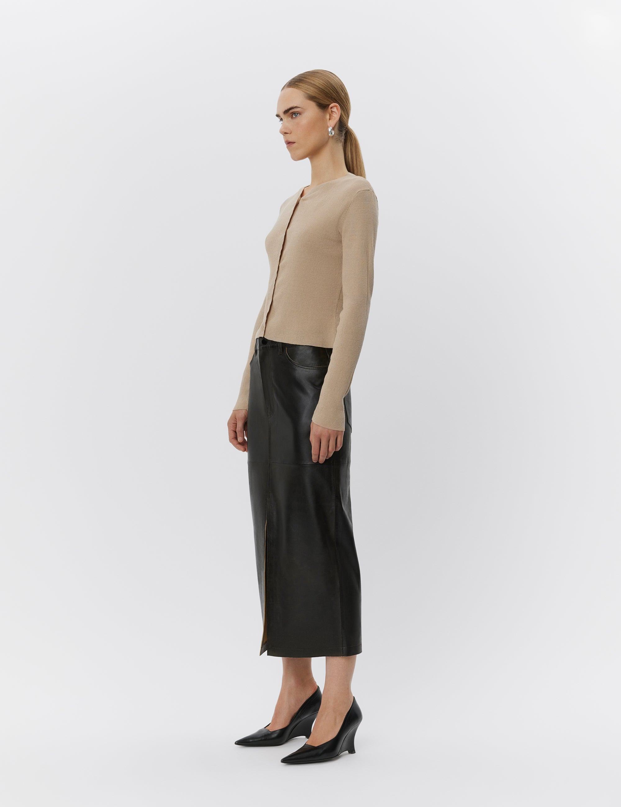 DAY Birger ét Mikkelsen Niki - Leather Contemporary Skirt 191103 ESPRESSO