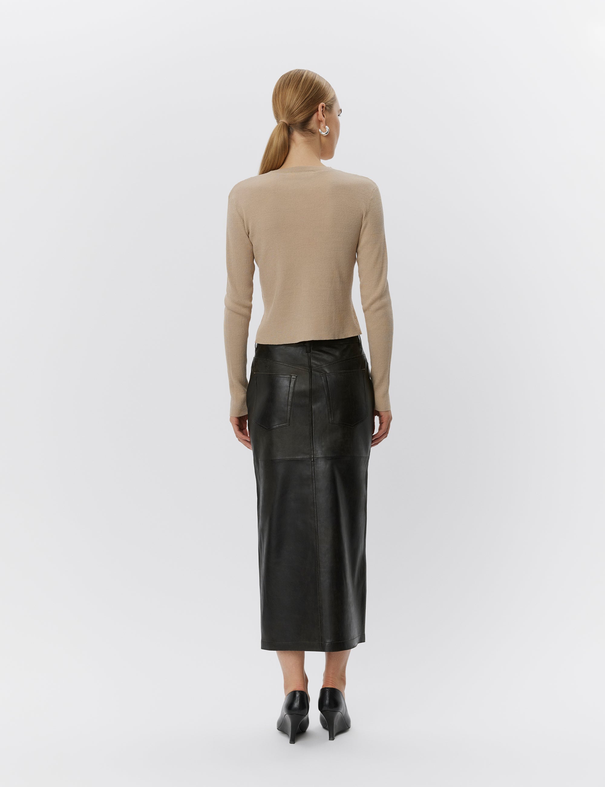 DAY Birger ét Mikkelsen Niki - Leather Contemporary Skirt 191103 ESPRESSO