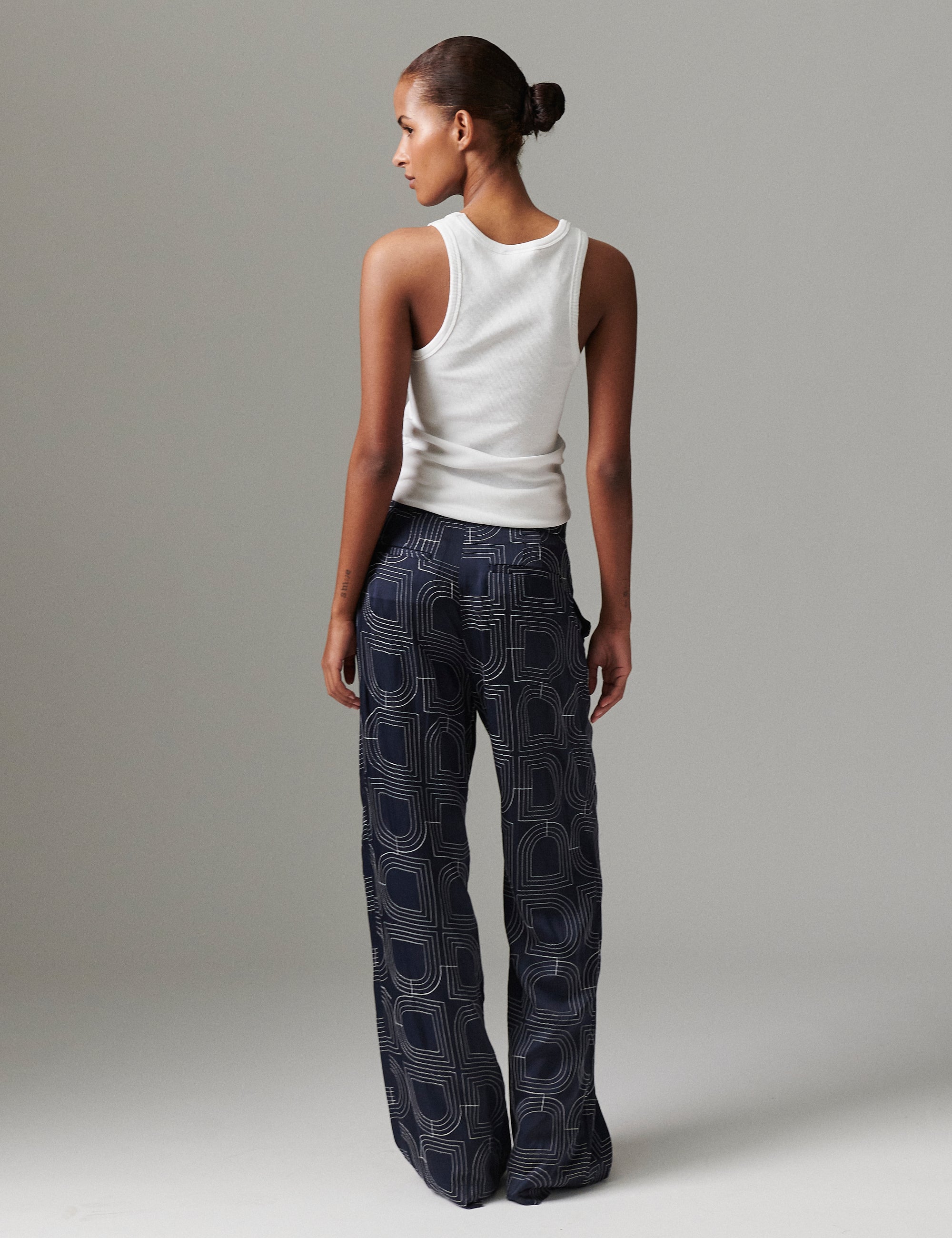 DAY Birger ét Mikkelsen Phoebe - Fluid Viscose Stitch Pants 194020 DARK SAPPHIRE.