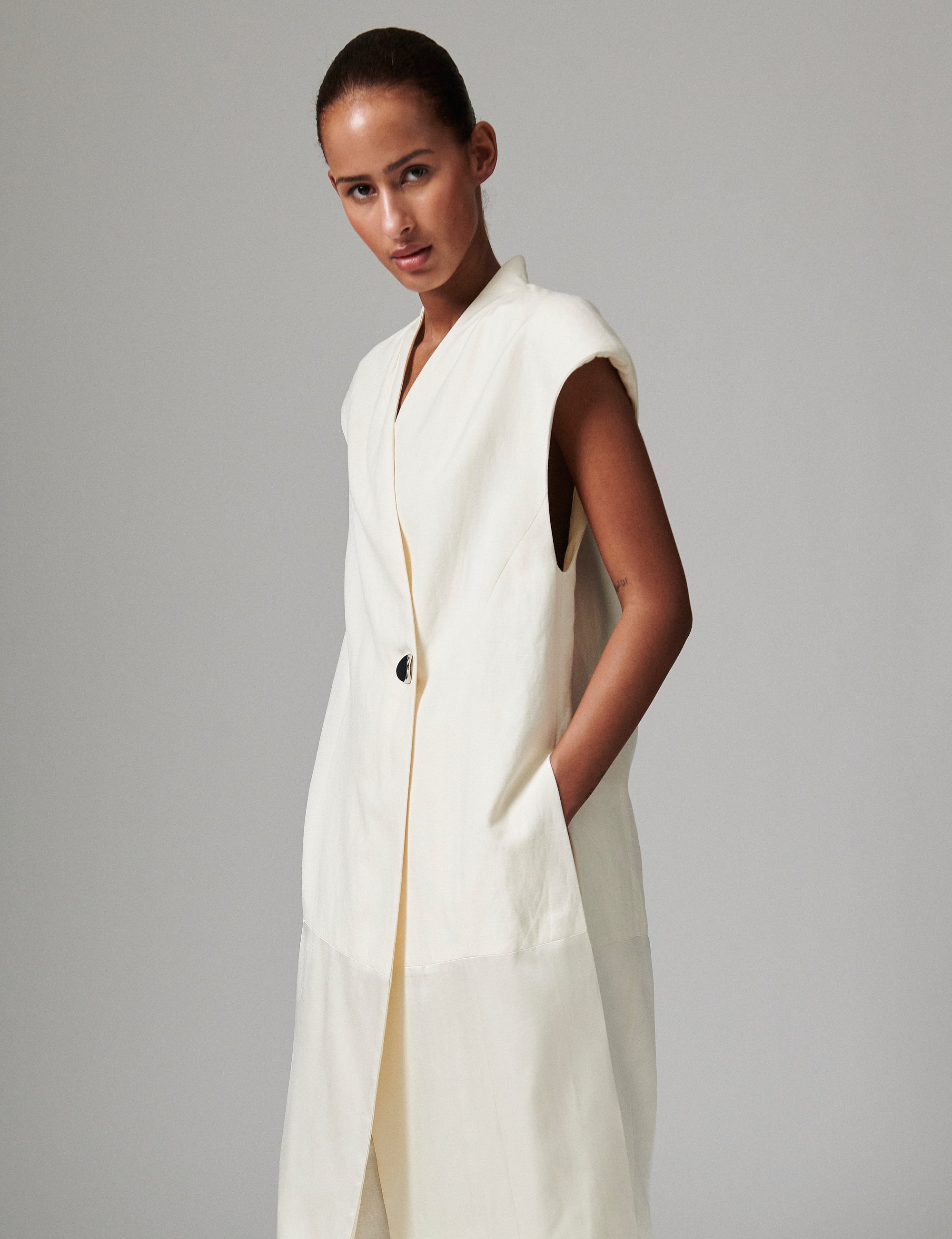 DAY Birger ét Mikkelsen Rorina - Contrast Linen Waistcoat 110605 Jet Stream