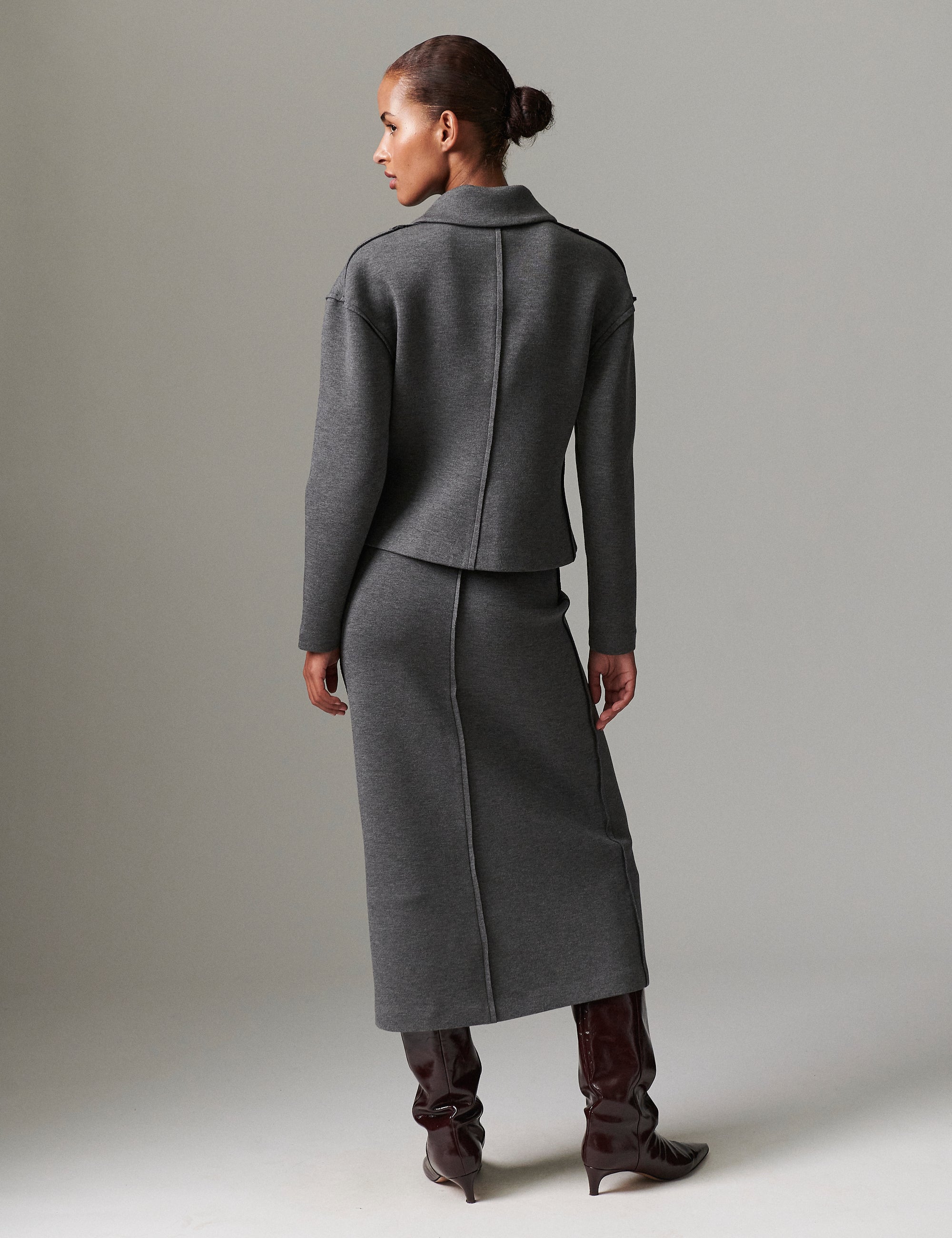 DAY Birger ét Mikkelsen Suzie - Scuba Skirt 500006 MEDIUM GREY MELANGE