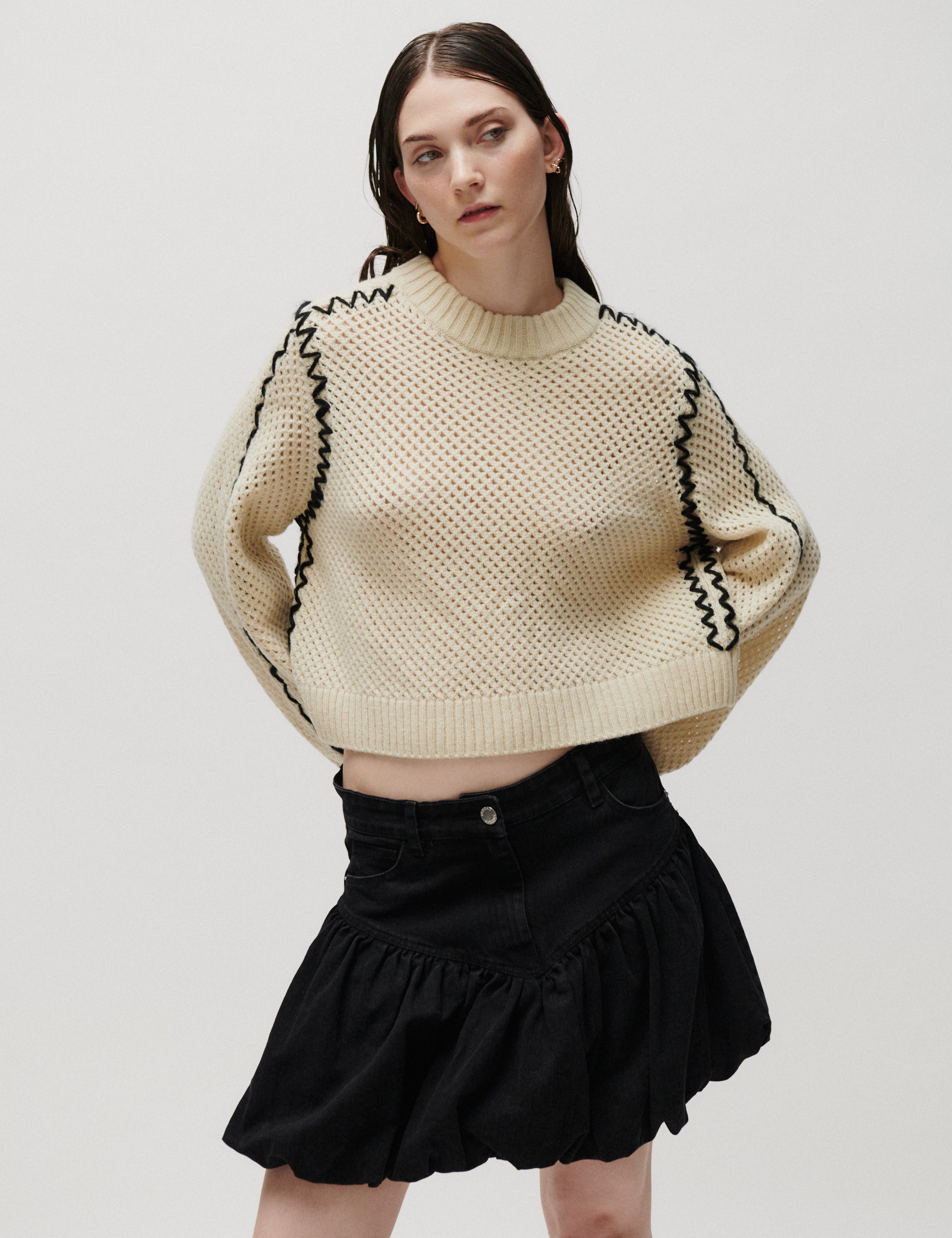 2NDDAY 2NDMarlet - Open Knit Pullover 124301 ALMOND MILK