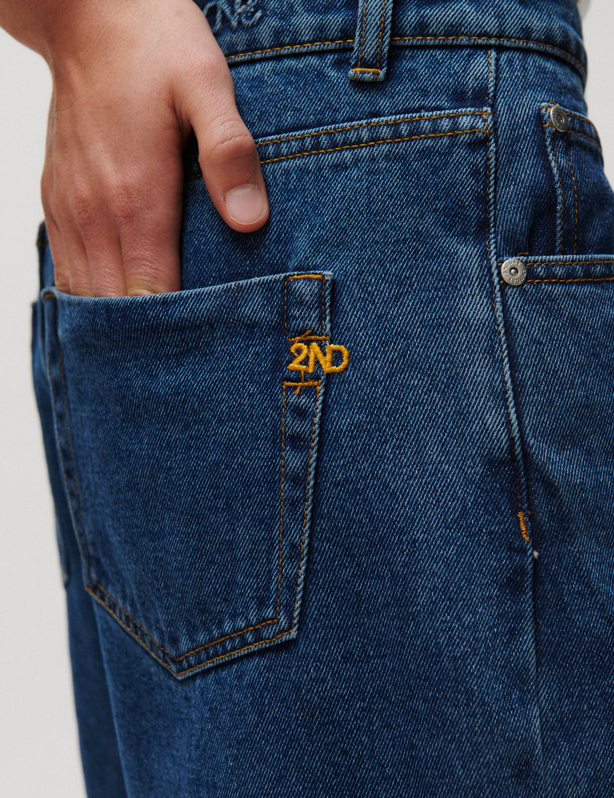 2NDDAY 2NDRoden - Midblue Wash Pants D019 Mid Blue