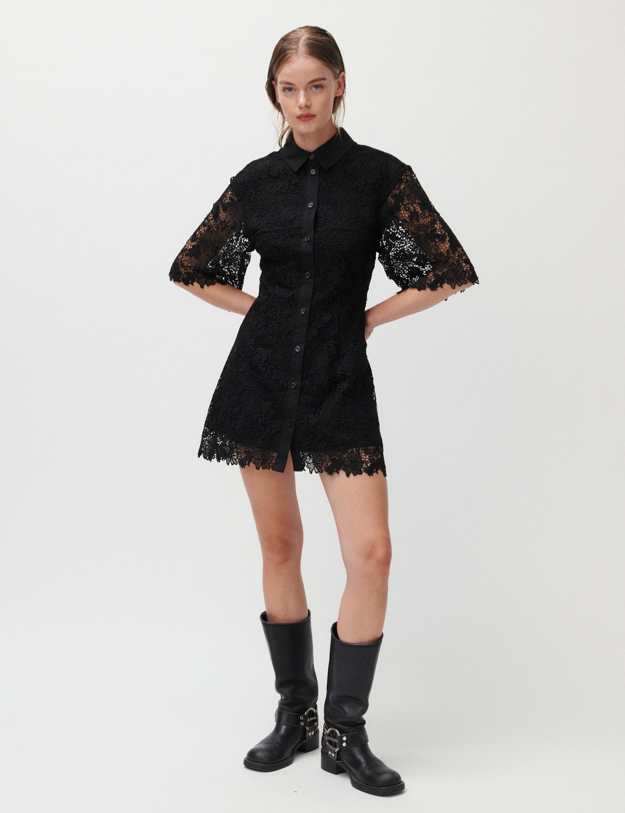 2NDDAY 2ND Amali - Heavy Lace Dress 190303 BLACK