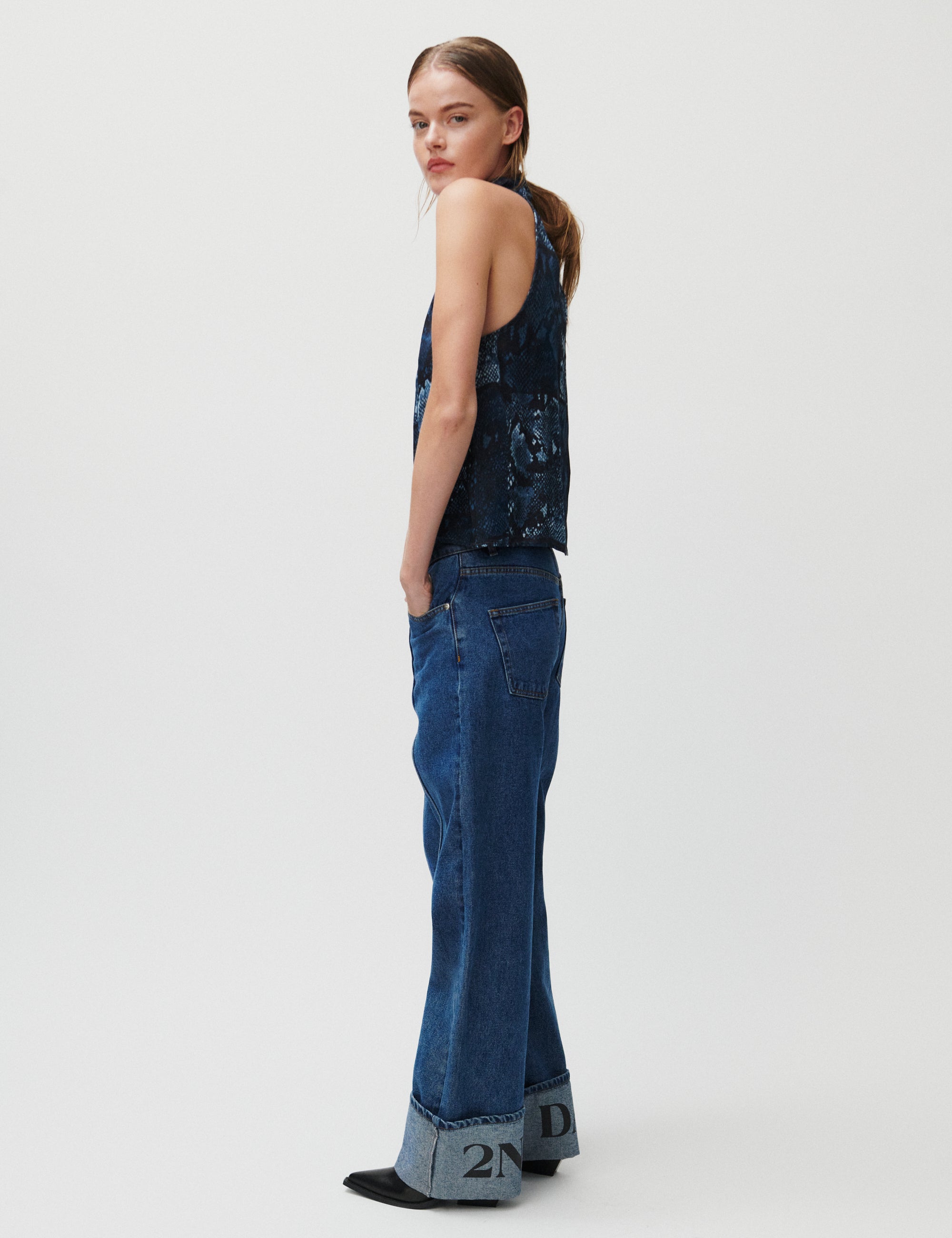 2NDDAY 2ND Aqualita - Viscose Dress 420153 Ensign Blue Snake AOP