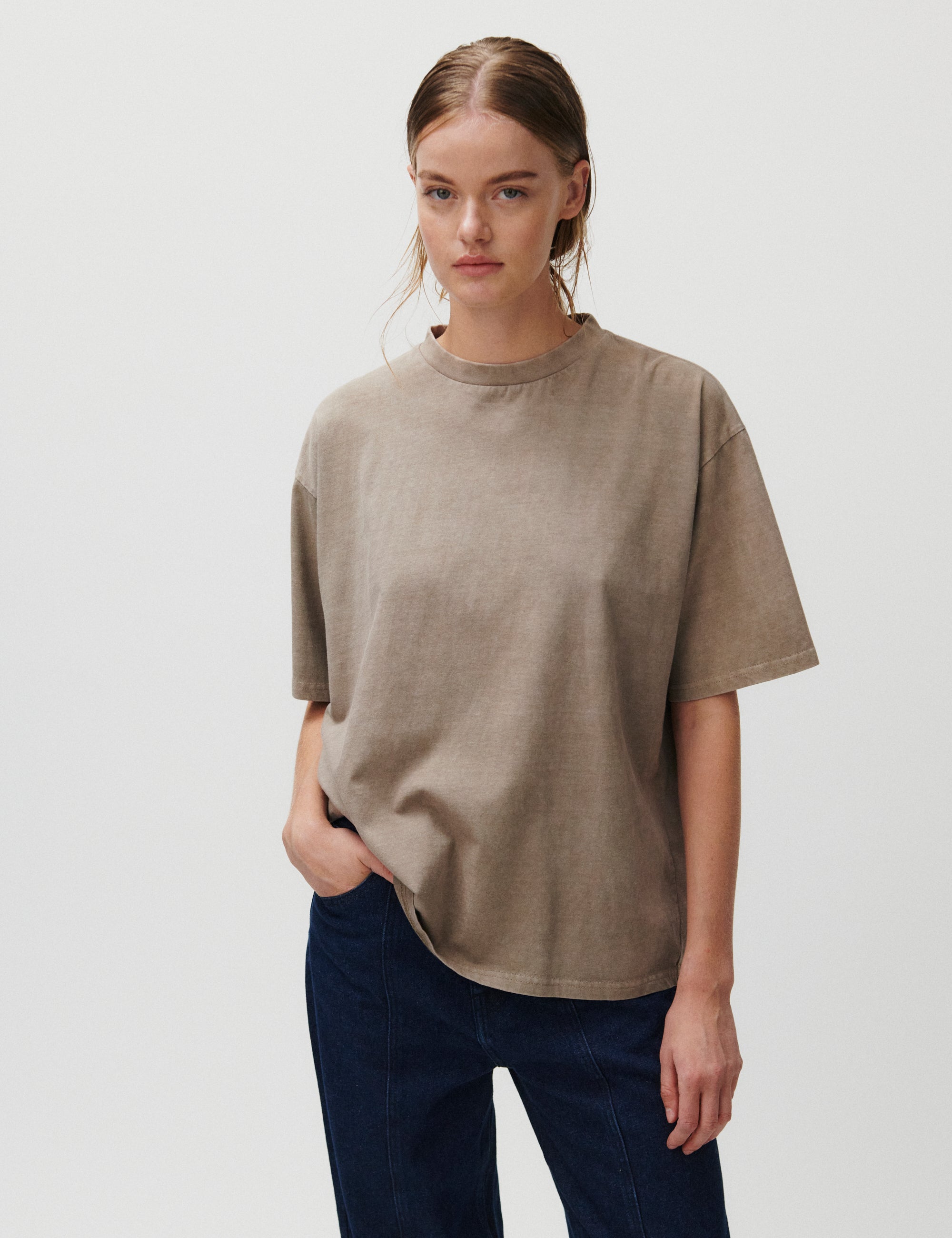 2ND Arale TT - Over washed Jersey - Taupe Gray