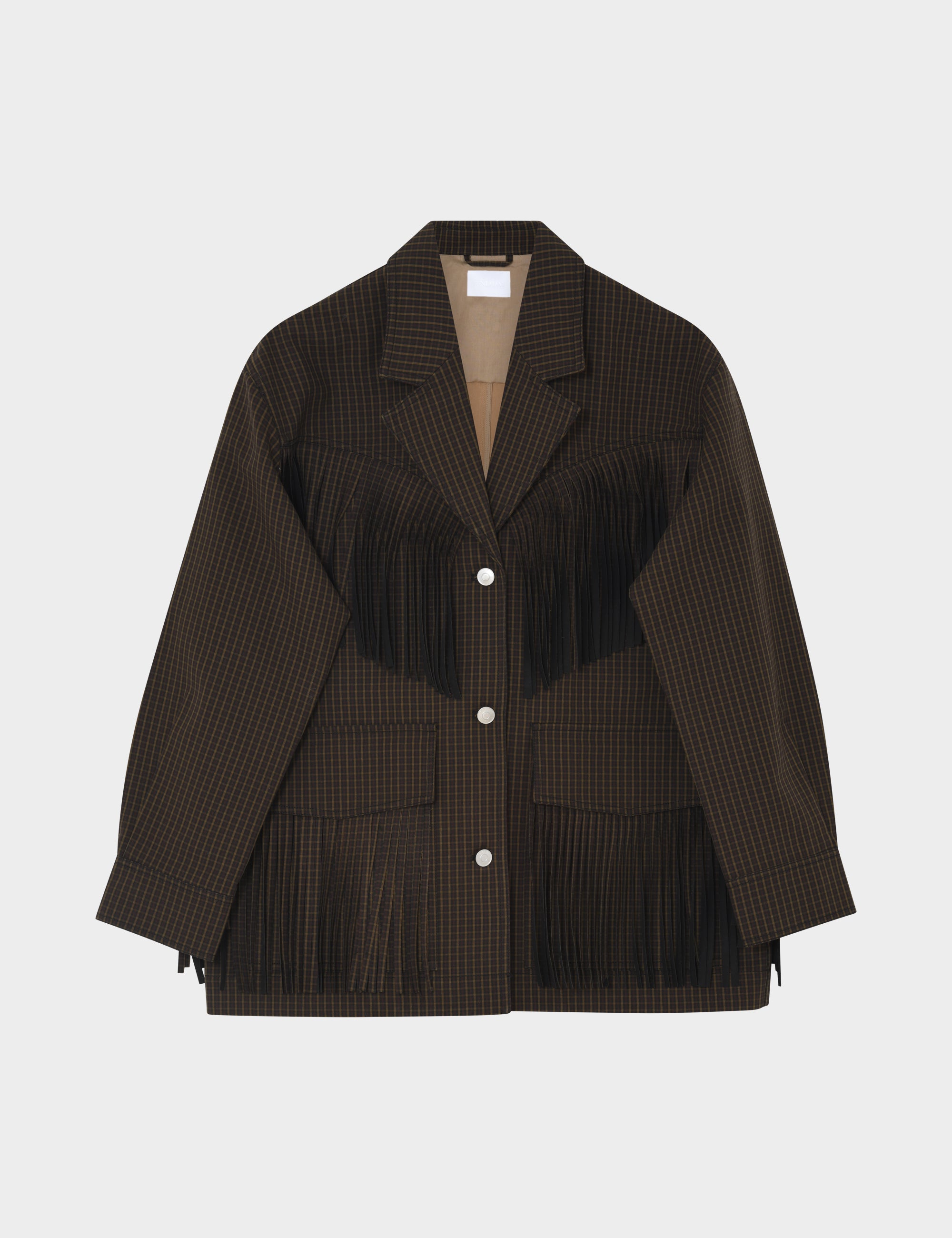 2NDDAY 2ND Brucina - Check Fringe - Jacket Jacket 181022 ERMINE
