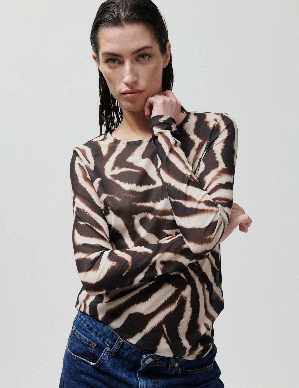 2ND Carlina - Soft Mesh - Blouse - Java Zebra