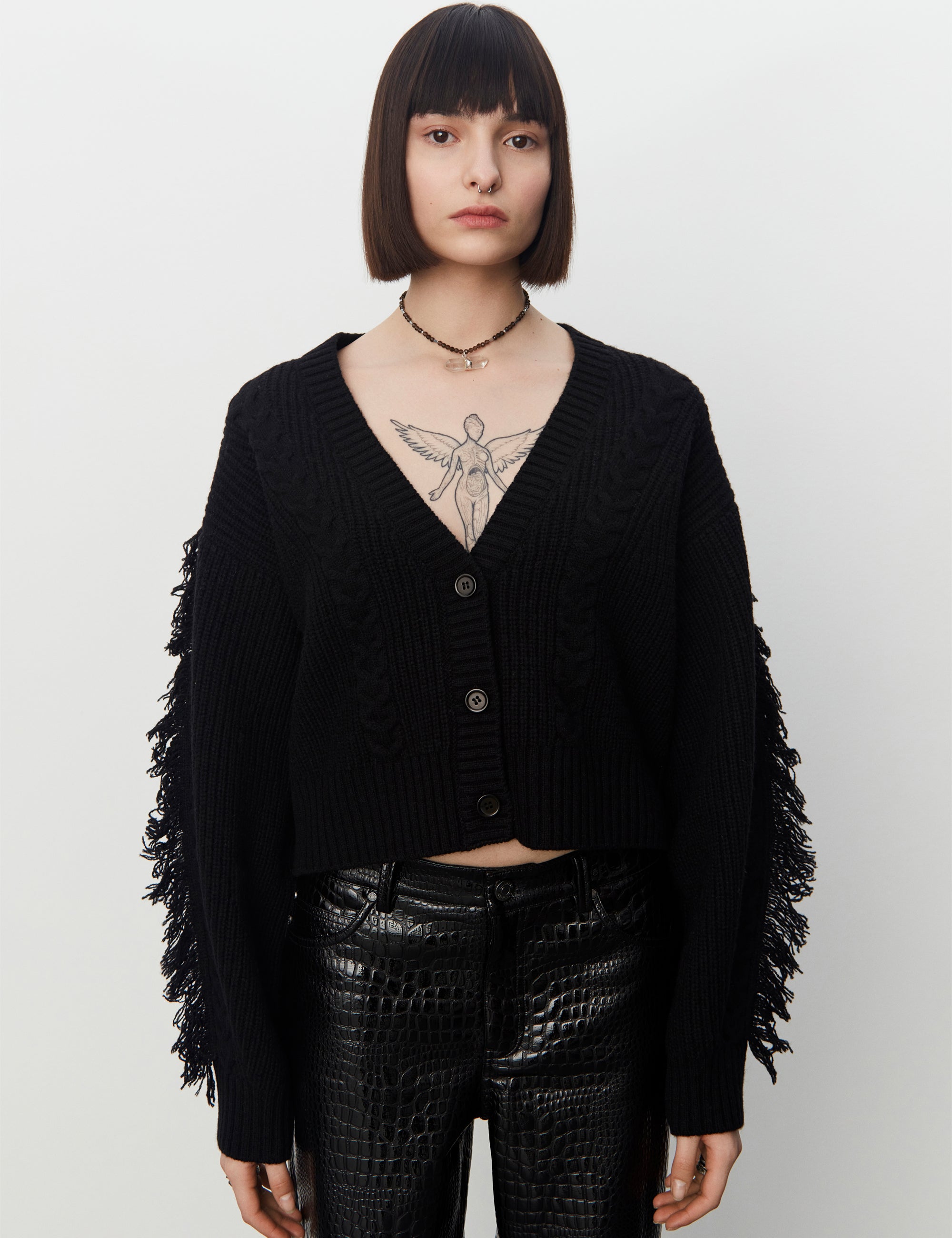 2NDDAY 2ND Drive - Chunky Lambswool Cardigan 194008 Meteorite (Black)
