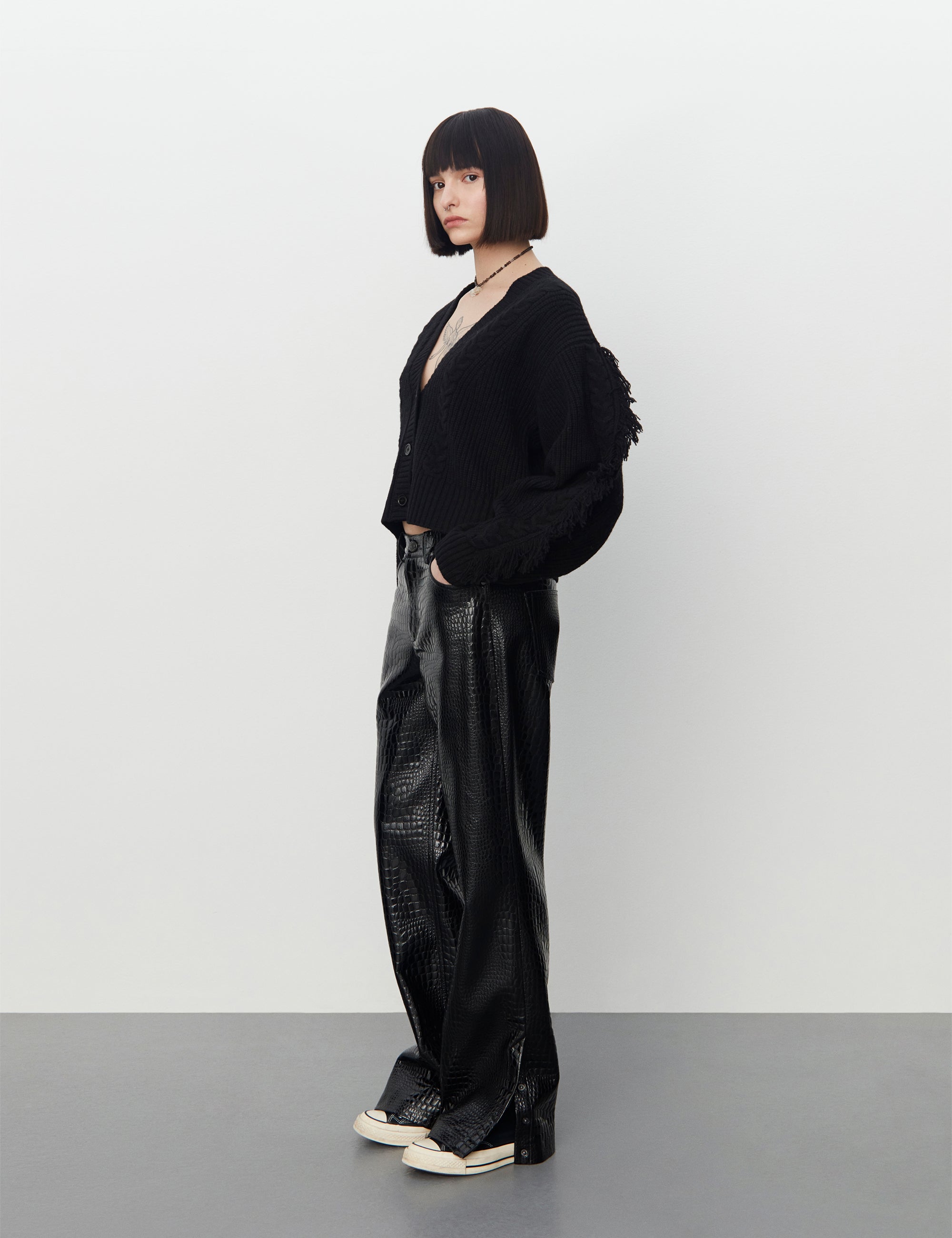 2NDDAY 2ND Drive - Chunky Lambswool Cardigan 194008 Meteorite (Black)