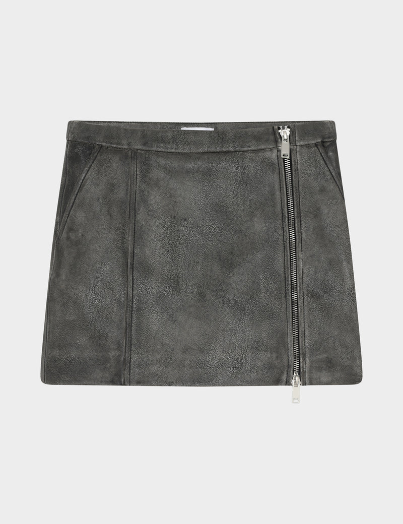 2NDDAY 2ND Edition Asher - Heavy Uneven PU Skirt 420117 Grey-Black