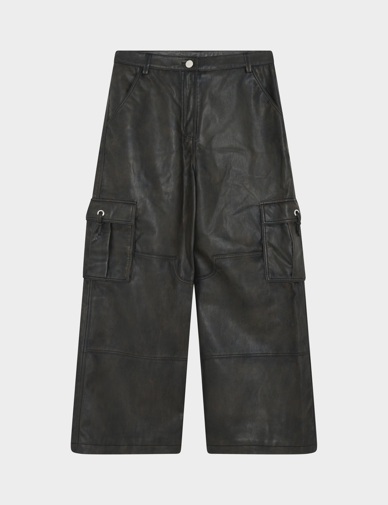 2NDDAY 2ND Edition Franz - Uneven PU Pants 420116 Brown-Black