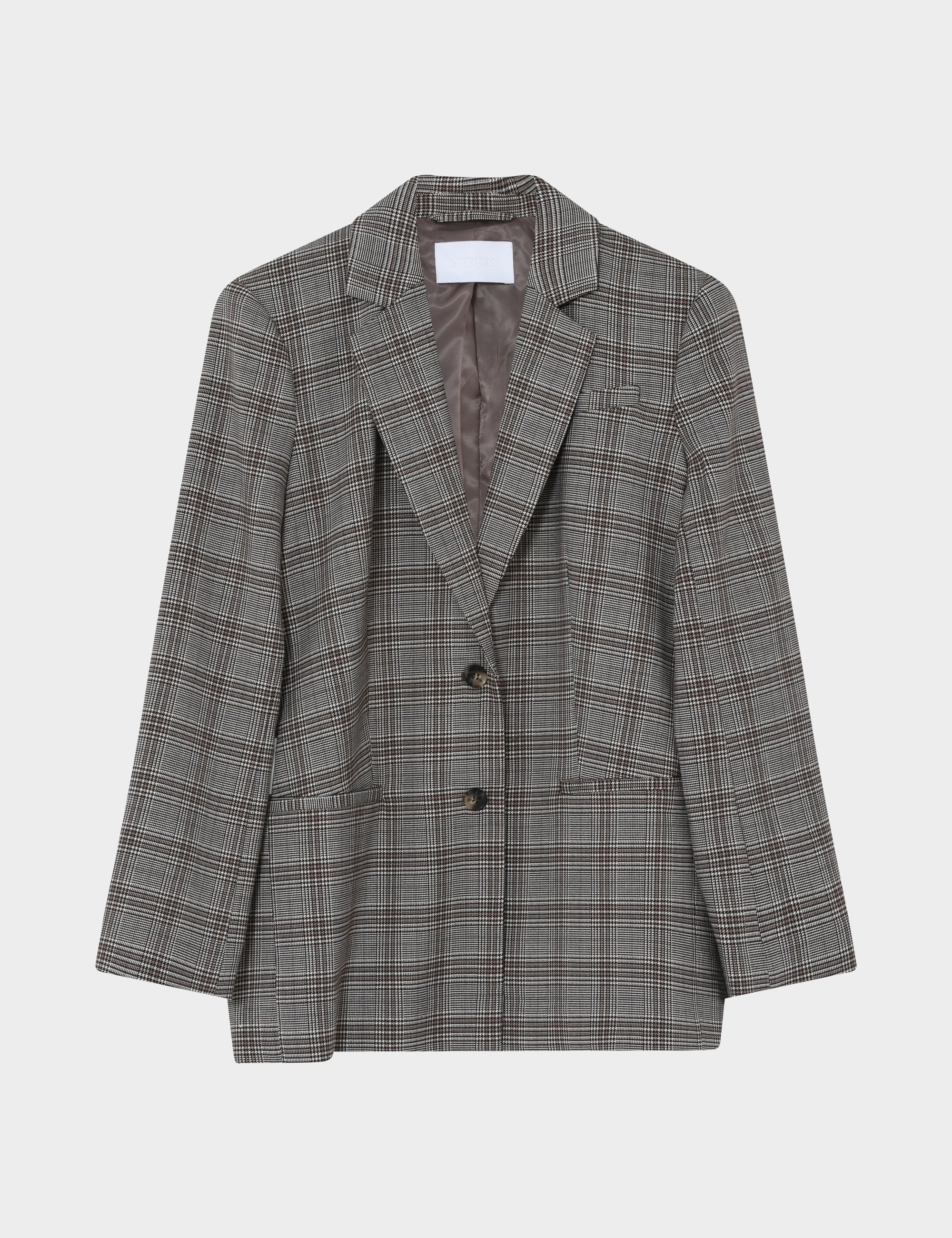 2NDDAY 2ND Harrum - Checked Suiting Blazer 170808 Taupe Gray