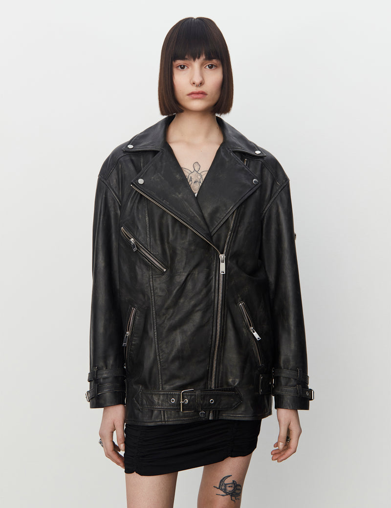 2NDDAY 2ND Jagger - Uneven Leather Jacket 11002 Unblack