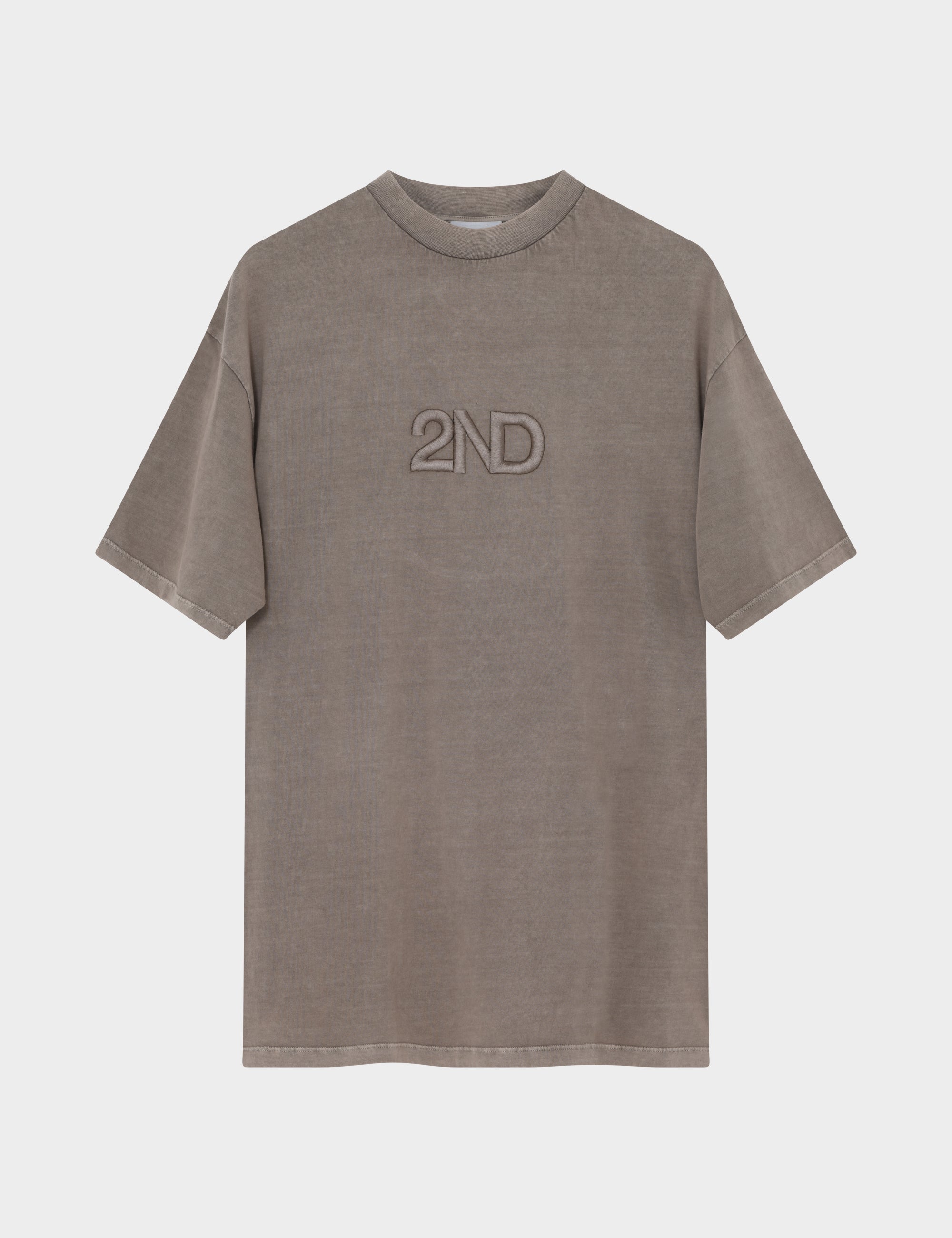 2ND Ken TT - Overwashed Jersey - T-shirt - Plaza Taupe