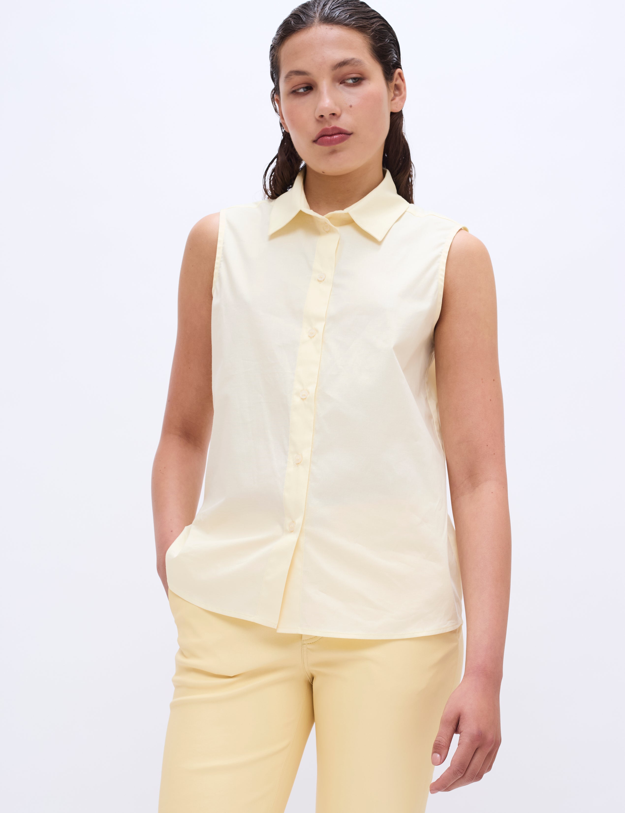 2NDDAY 2ND Leya - Refined Stretch Leather Pants 06032 Mellow Yellow