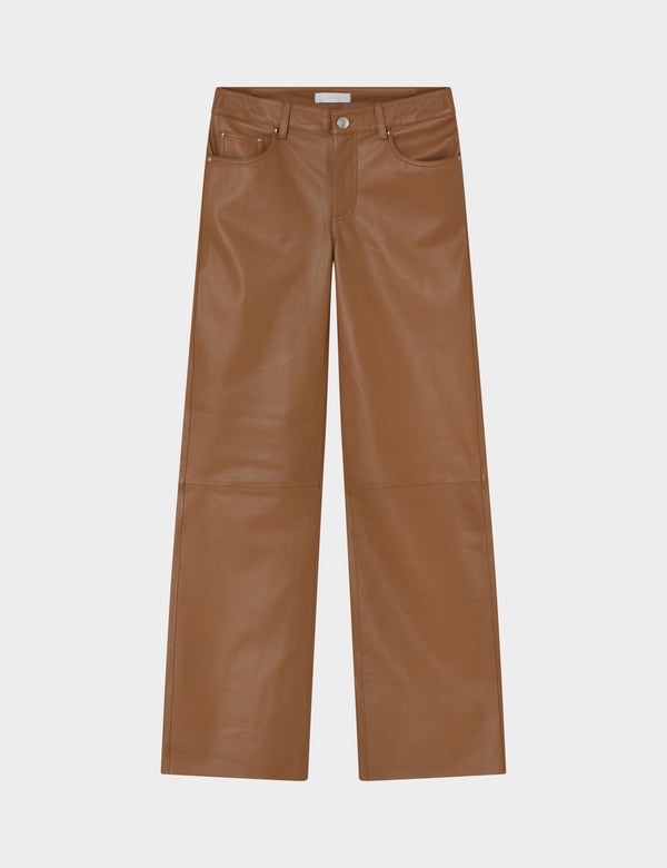 2NDDAY 2ND Loke - Refined Stretch Leather Pants Tobacco Brown 171327