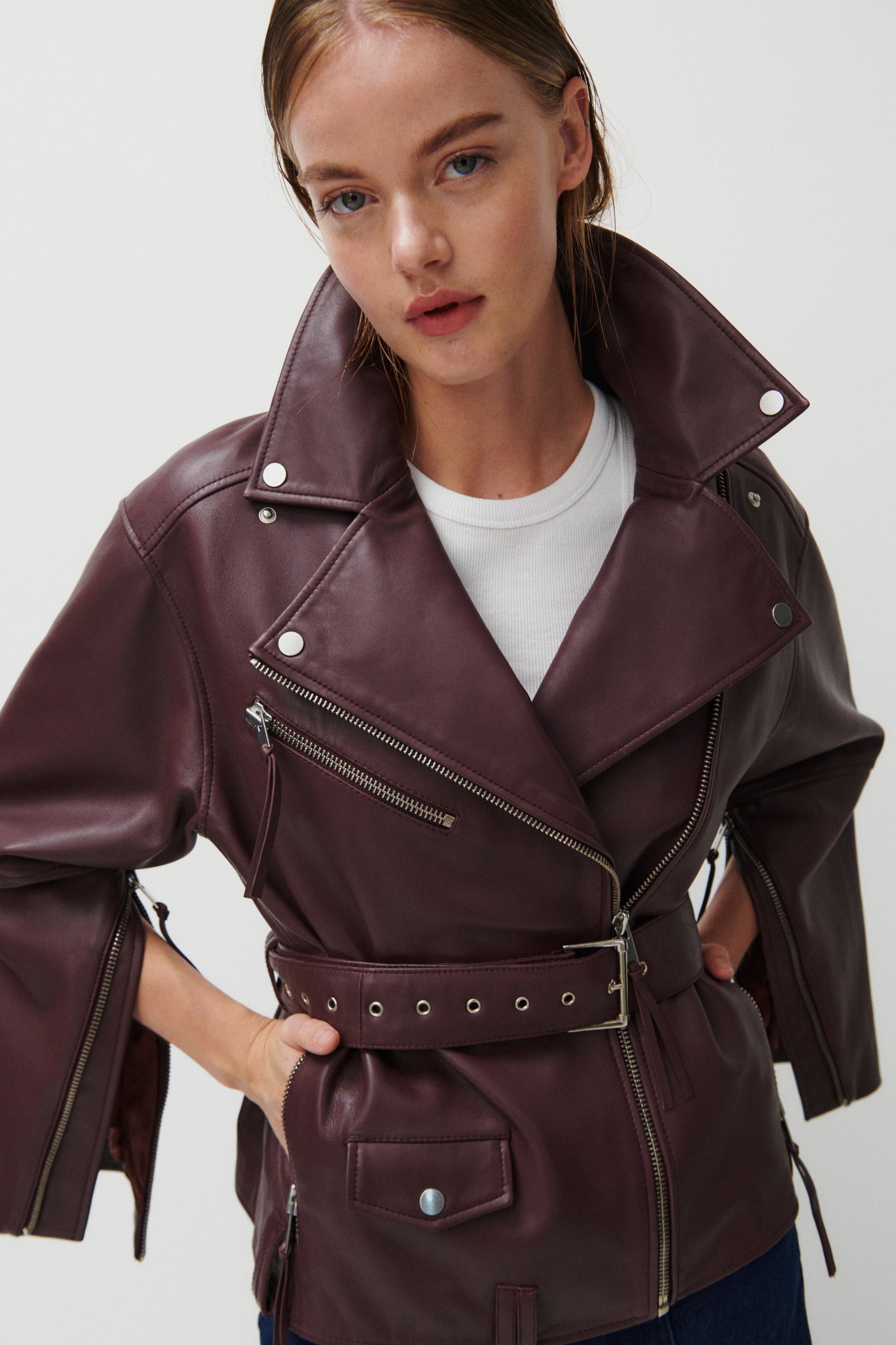 2NDDAY 2ND Lotus - Fine Leather Jacket 09016 Catawba Grape