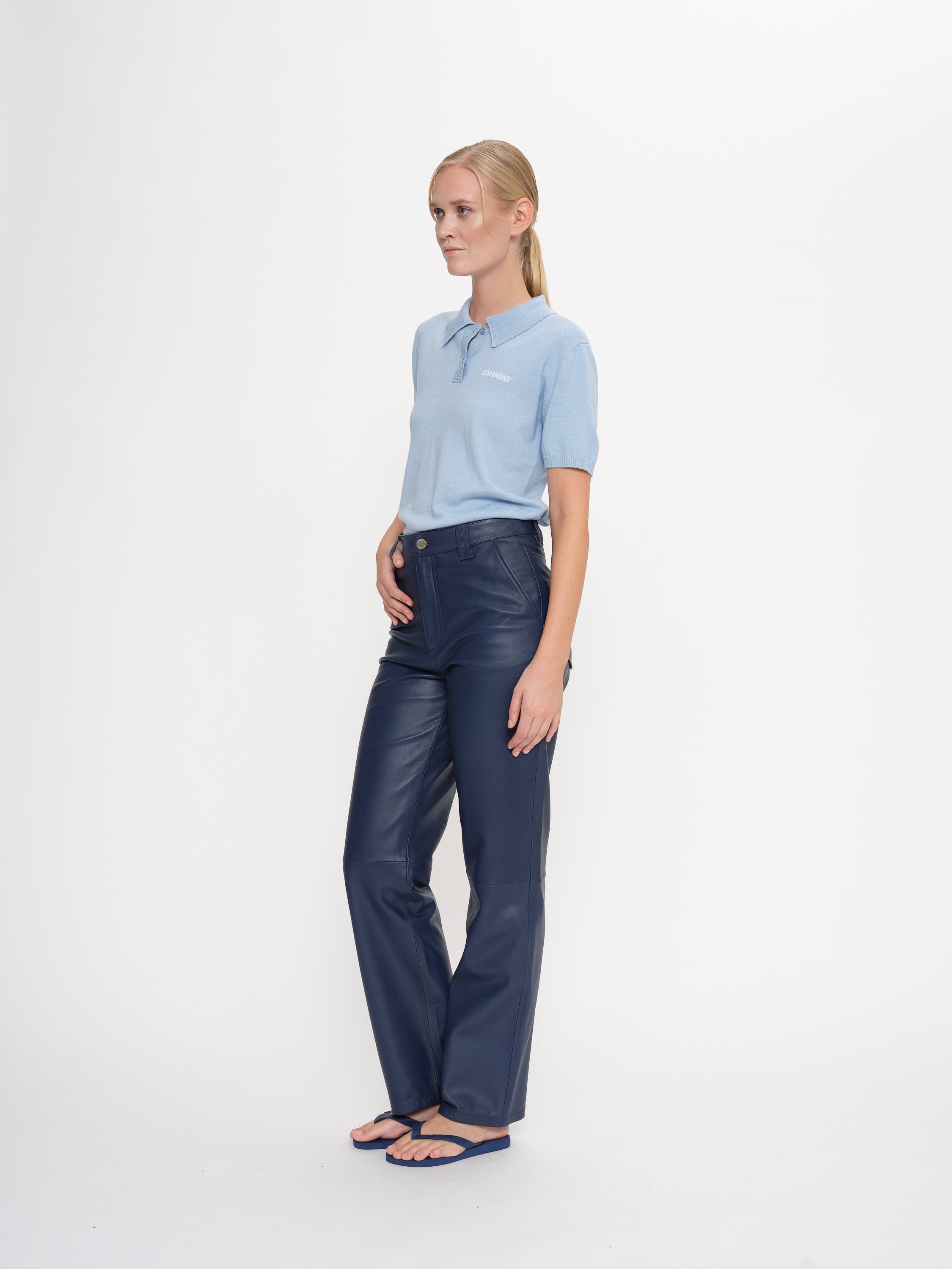 2NDDAY 2ND Toff - Fine leather Pants 193933 Medieval Blue